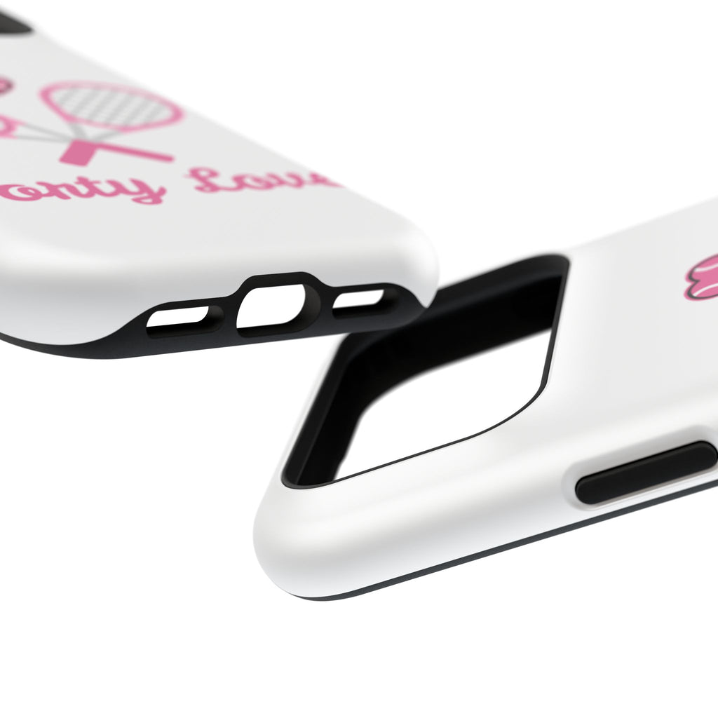 Tennis Impact‑Resistant Phone Case — 'Forty Love', pink/white