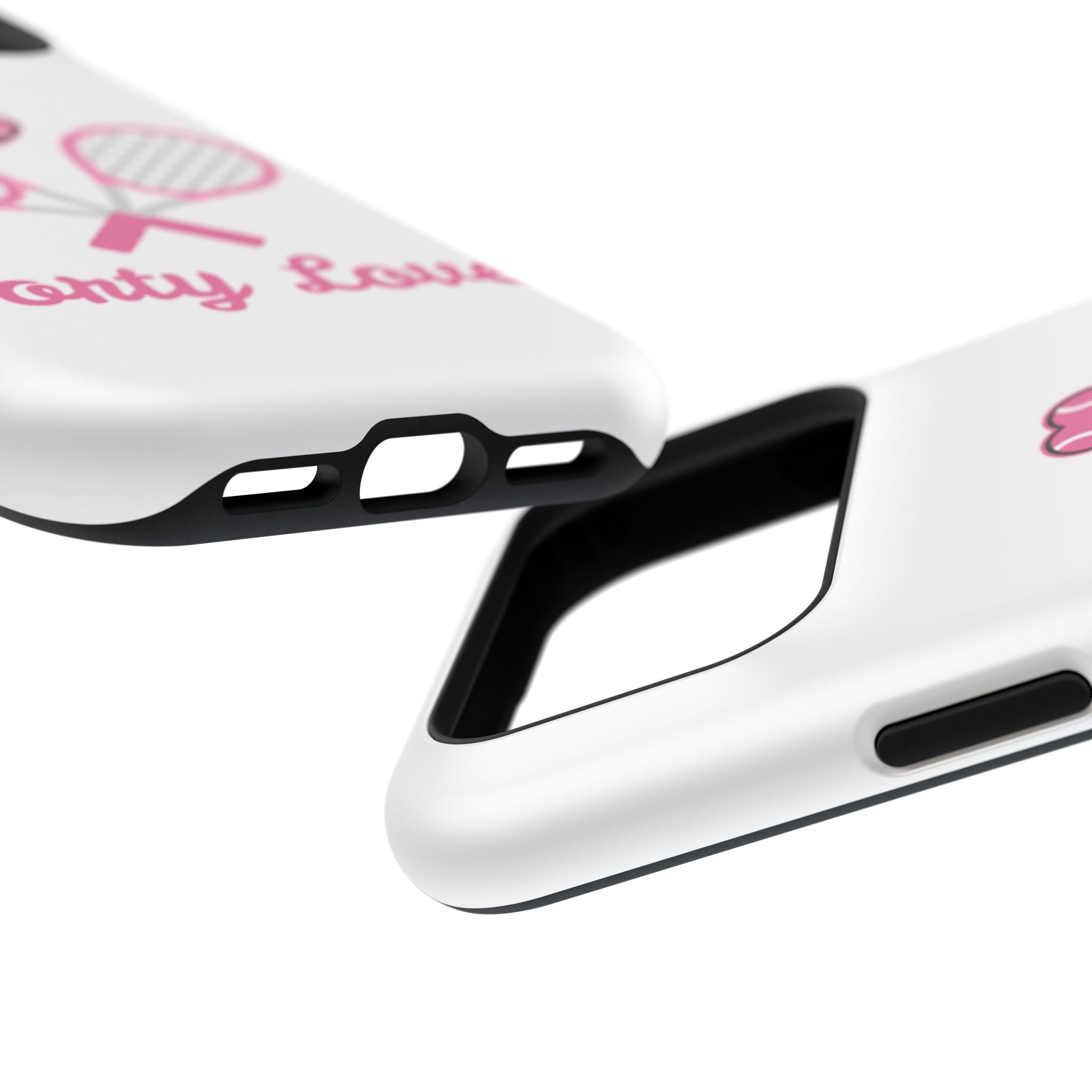 Tennis Impact‑Resistant Phone Case — 'Forty Love', pink/white