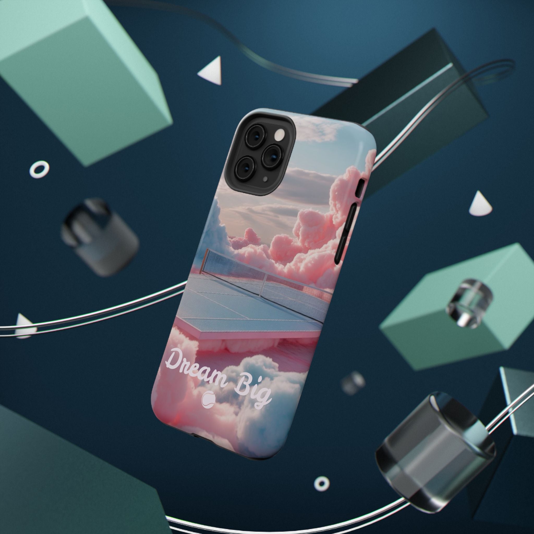 Tennis Impact-Resistant Phone Case — 'Dream Big' Pastel Cloud Tennis Court