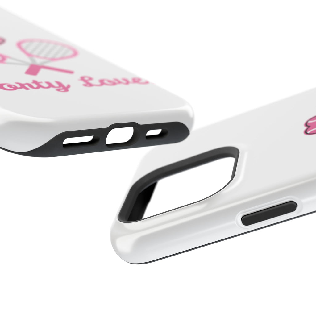 Tennis Impact‑Resistant Phone Case — 'Forty Love', pink/white