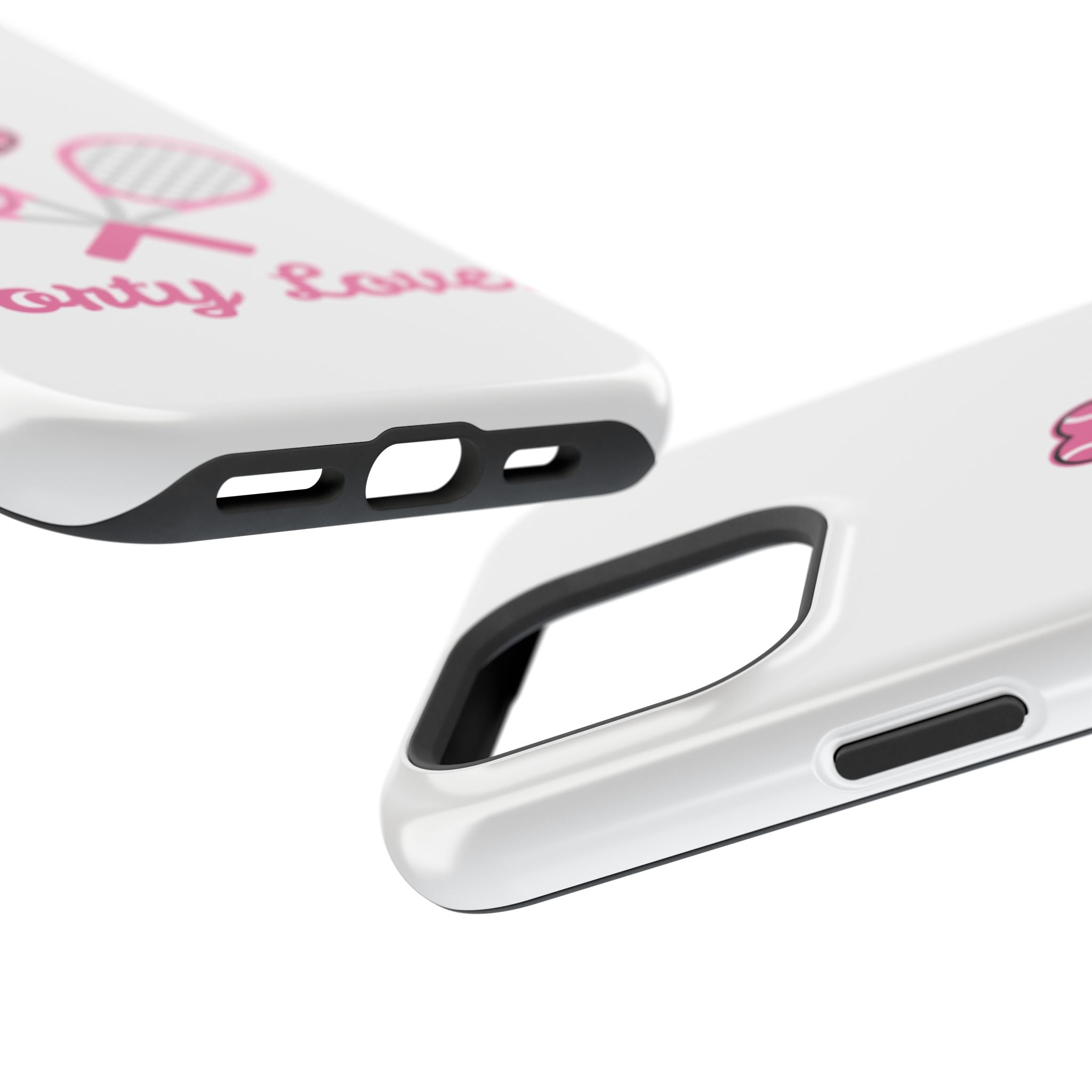 Tennis Impact‑Resistant Phone Case — 'Forty Love', pink/white