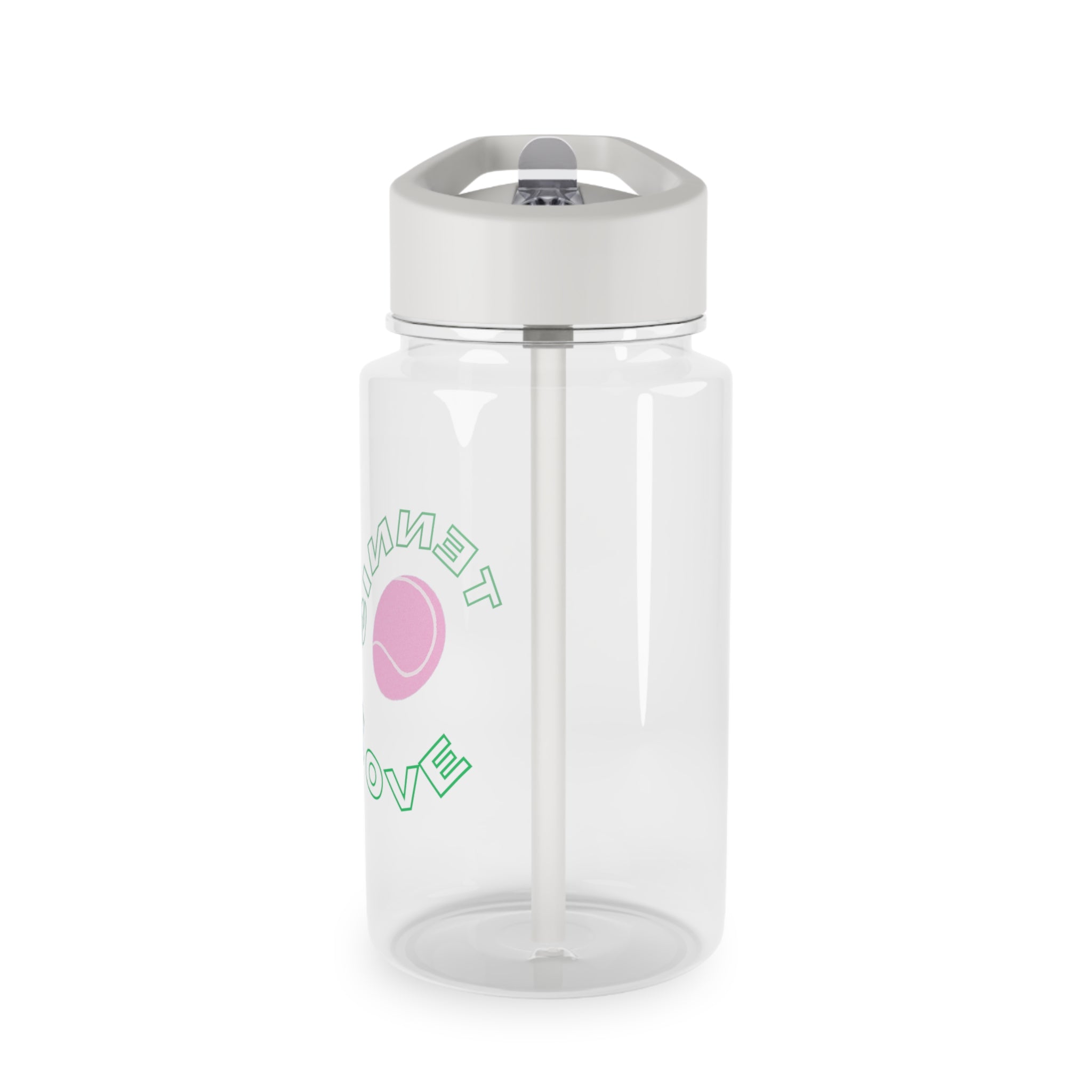 Juniors Water Bottle, 16.9oz — 'Tennis love' Pink Tennis Ball Design