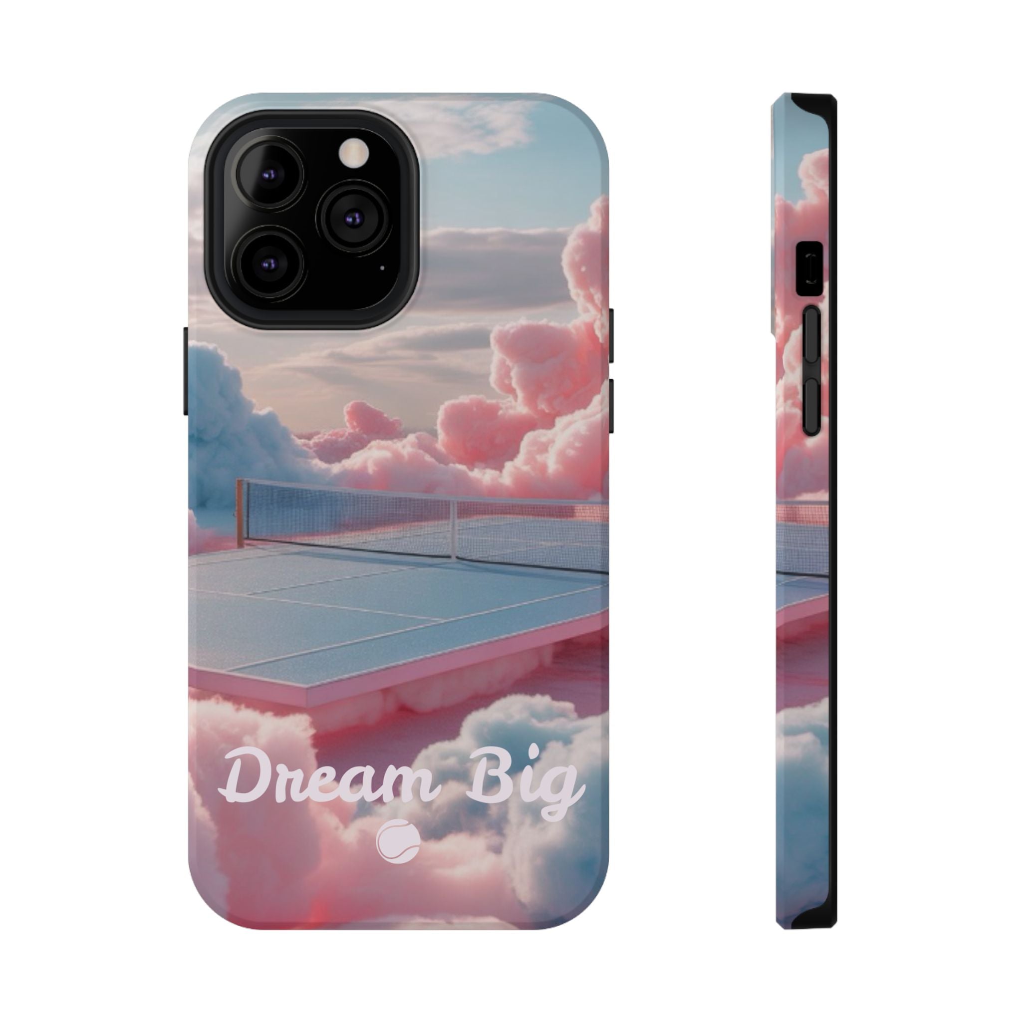 Tennis Impact-Resistant Phone Case — 'Dream Big' Pastel Cloud Tennis Court