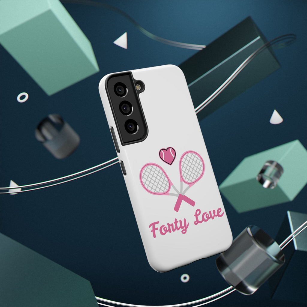 Tennis Impact‑Resistant Phone Case — 'Forty Love', pink/white