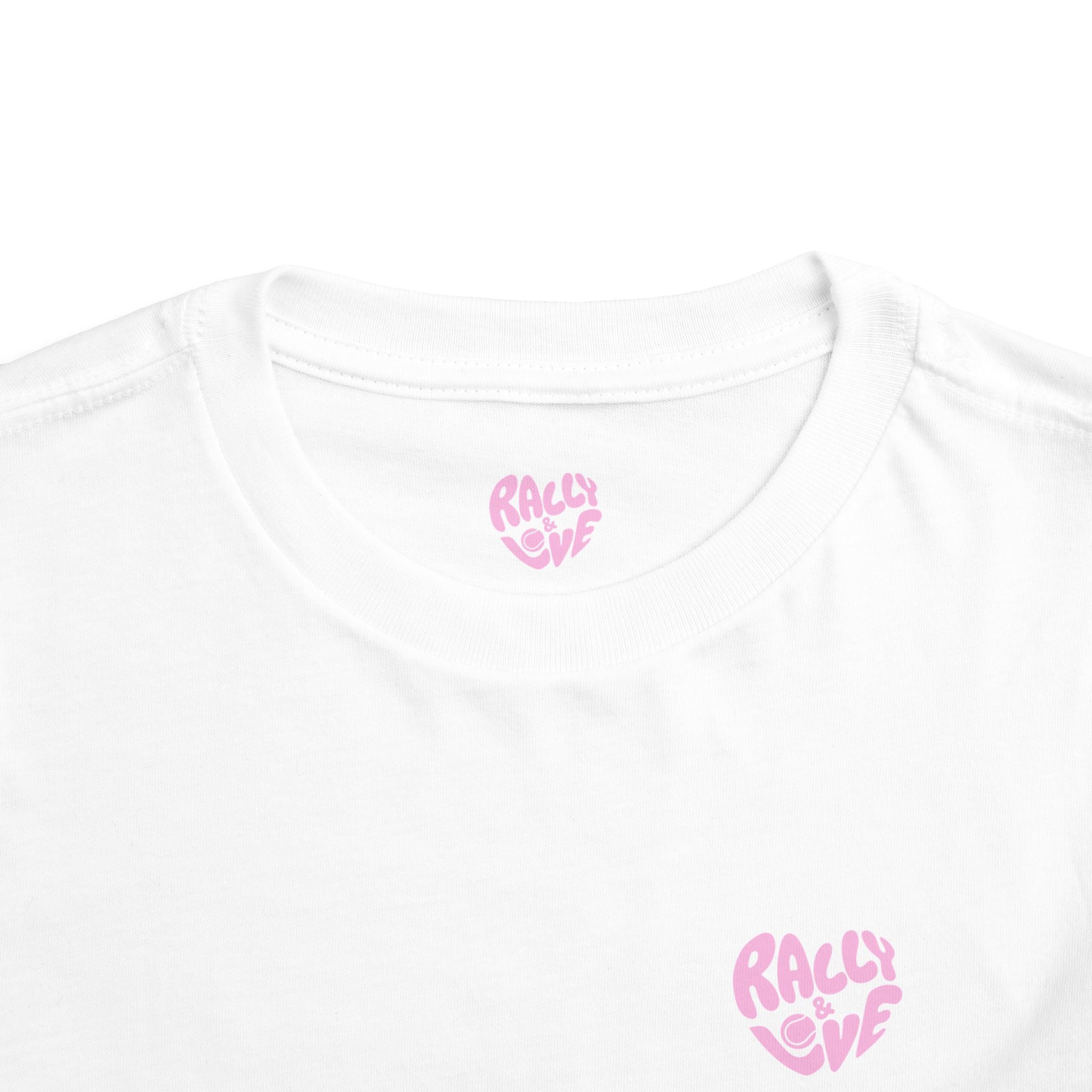 Girl's Toddler Junior Tee — 'Rally & Love' Heart Graphic Kids T-Shirt (bubblegum pink)