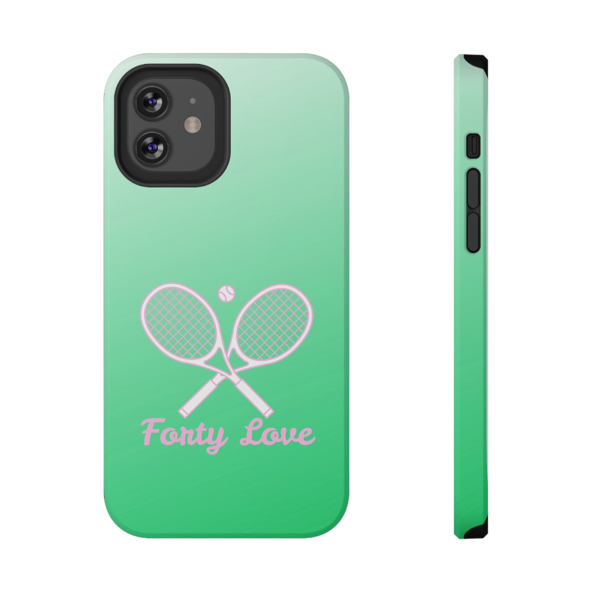 Tennis Impact-Resistant Phone Case — 'Forty Love', Green Gradient