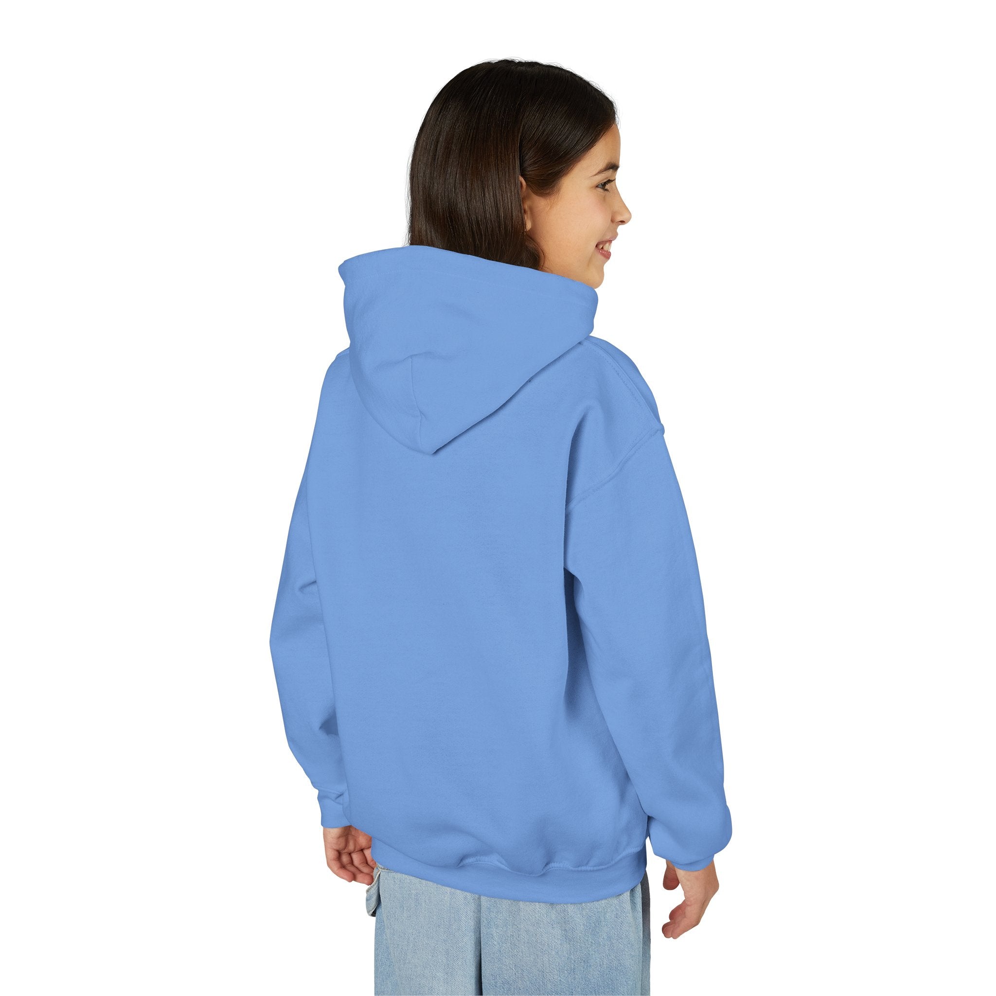 Girl's Junior Hoodie sweatshirt — "Rally & Love" Heart Chest Tennis Graphic Sweatshirt (Pink logo)