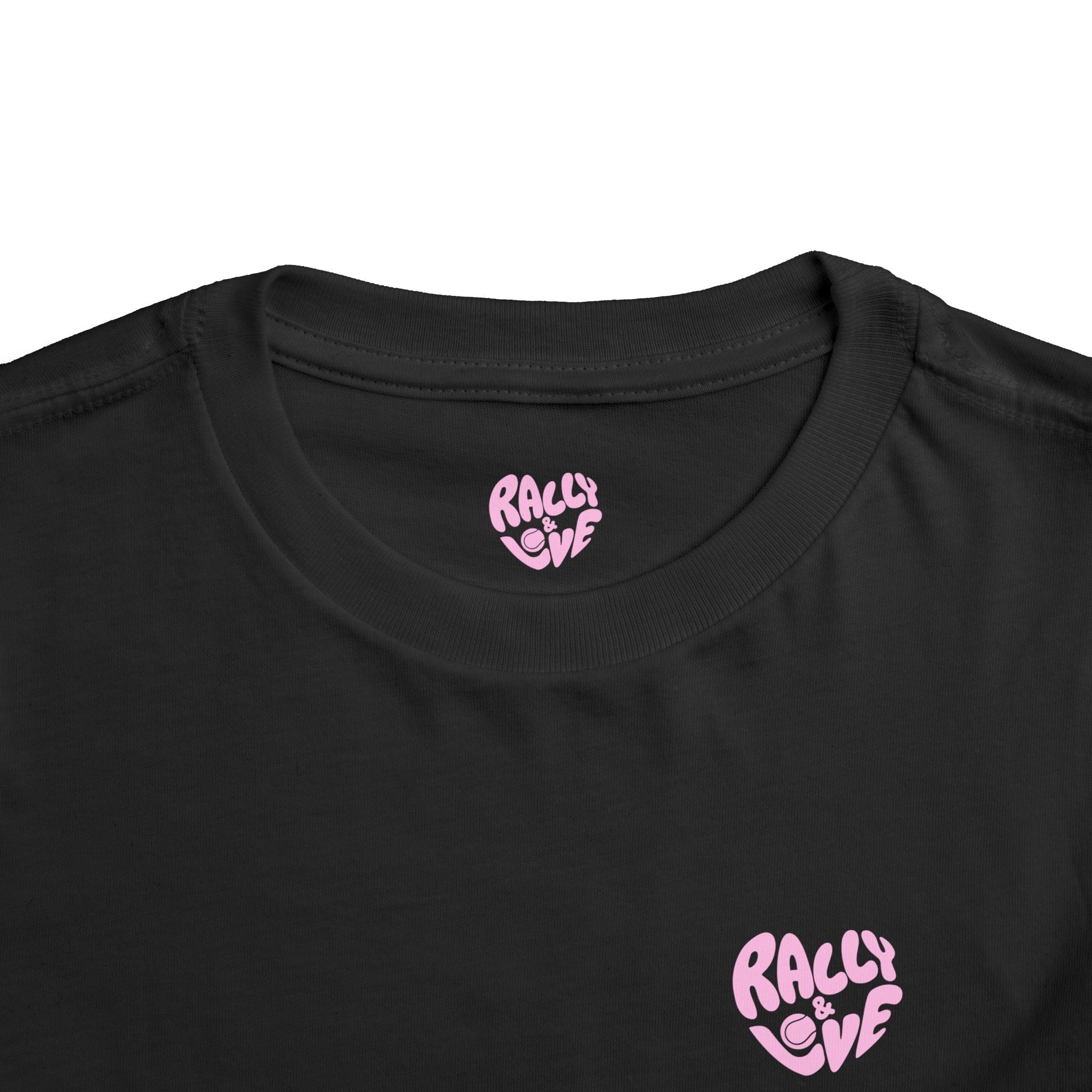 Girl's Toddler Junior Tee — 'Rally & Love' Heart Graphic Kids T-Shirt (bubblegum pink)
