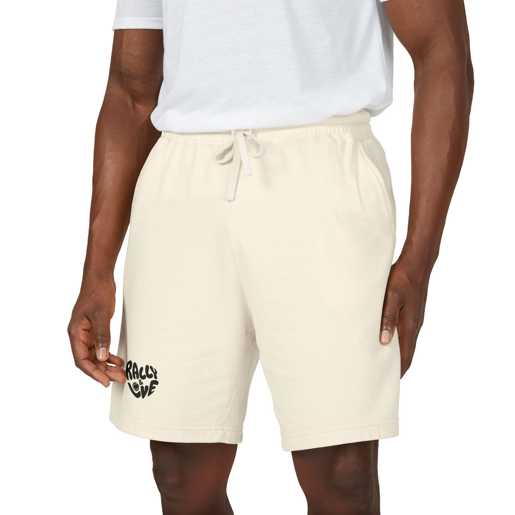 Men's Fleece Sweatshorts — 'Rally & Love' Logo Casual Lounge Shorts (black)