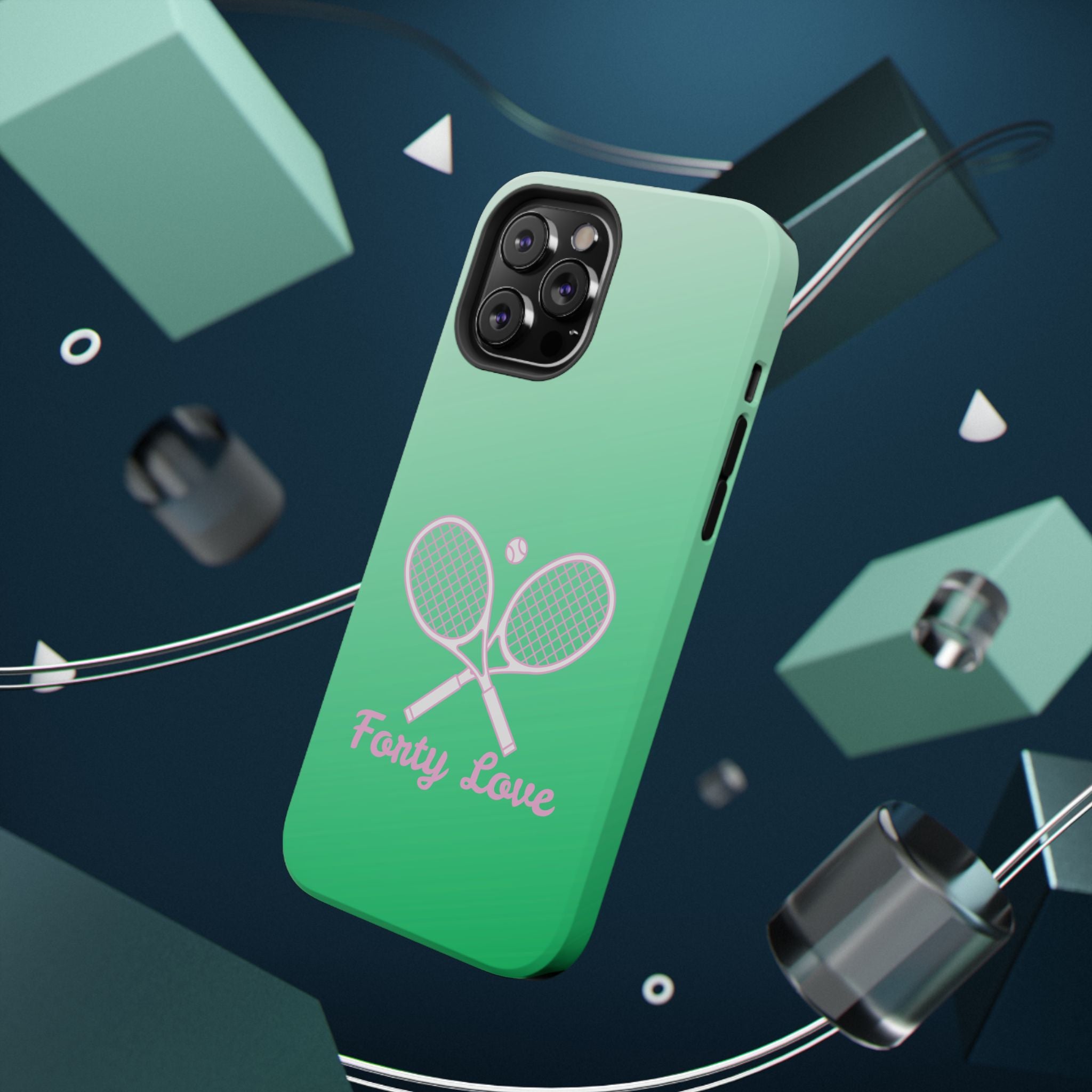 Tennis Impact-Resistant Phone Case — 'Forty Love', Green Gradient