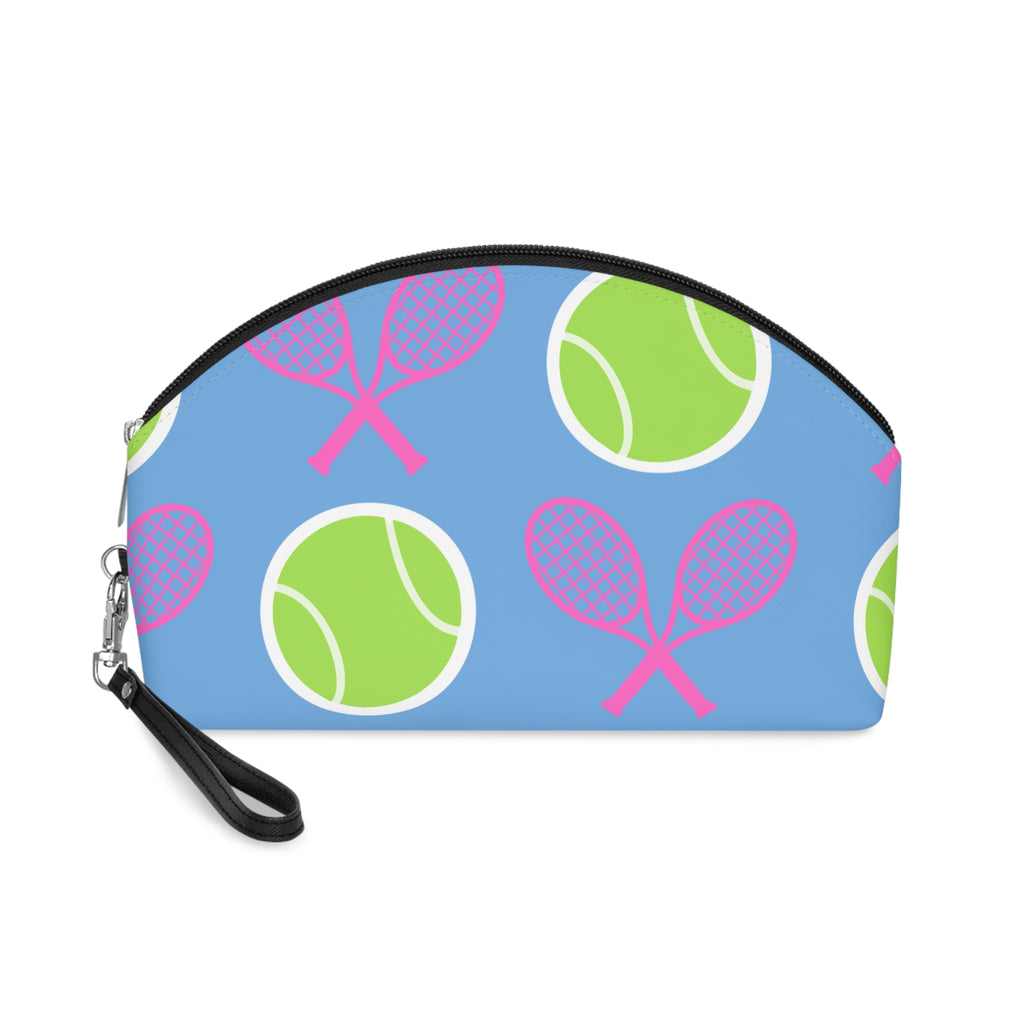 Tennis Makeup Bag — Light blue/Pink/Yellow Tennis Ball & Racket Cosmetic Pouch for Players