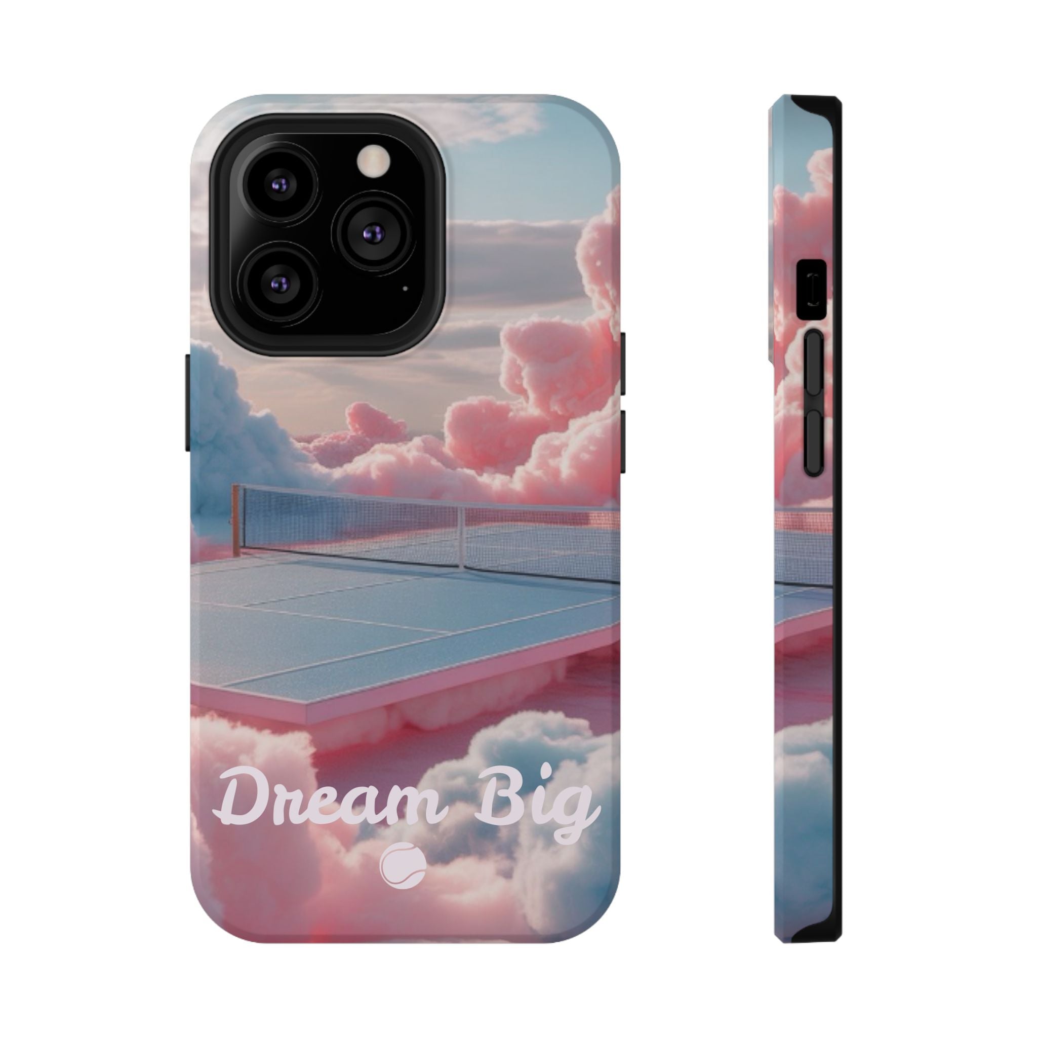 Tennis Impact-Resistant Phone Case — 'Dream Big' Pastel Cloud Tennis Court
