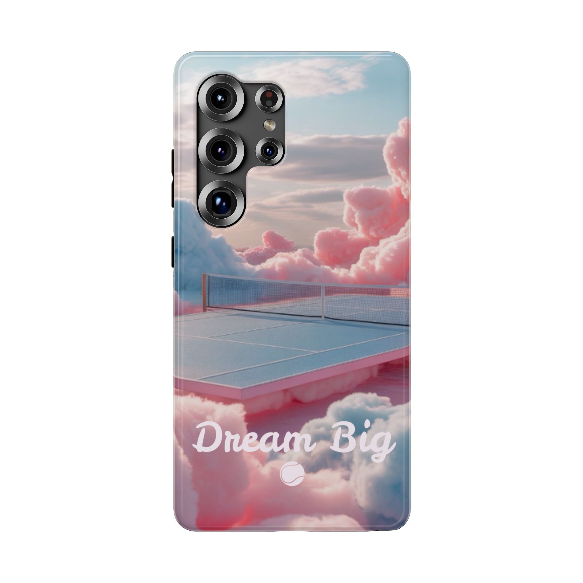 Tennis Impact-Resistant Phone Case — 'Dream Big' Pastel Cloud Tennis Court
