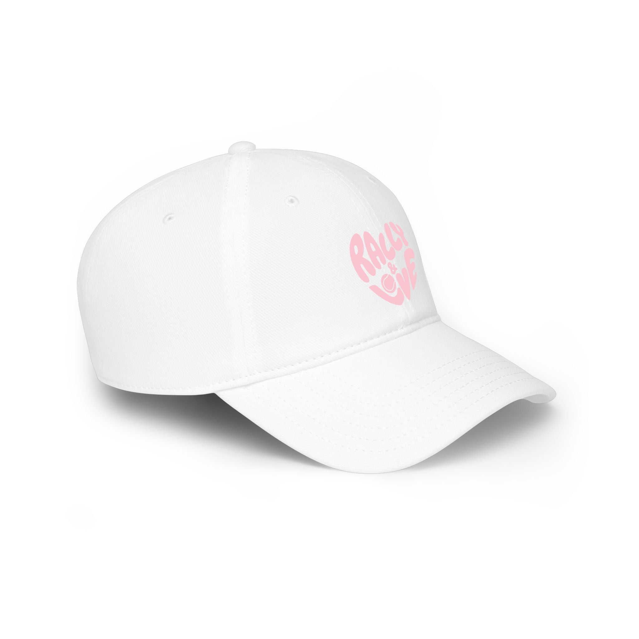 Women's Baseball Cap — "Rally & Love" Pink Logo, Graphic Low Profile Hat