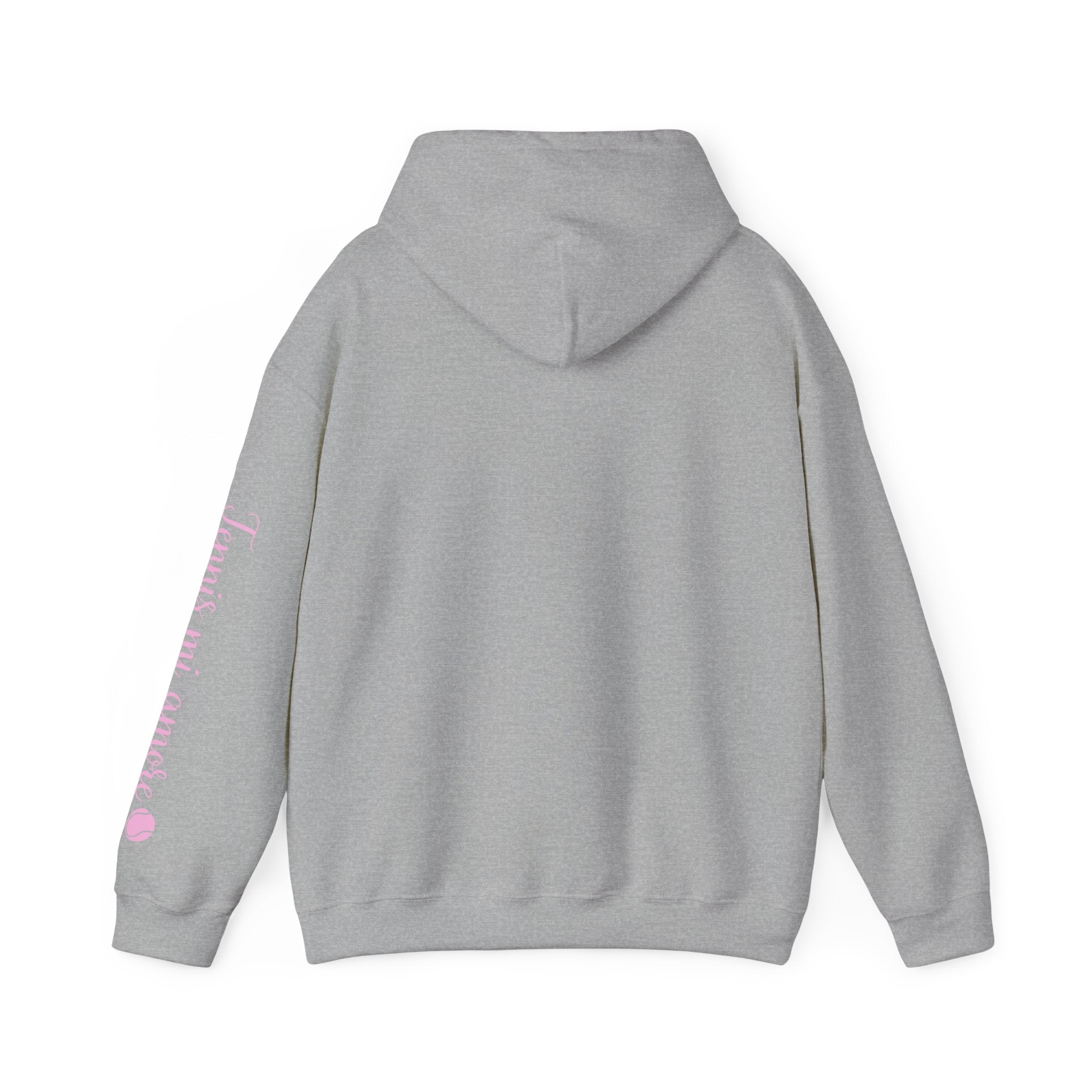Women's Hoodie sweatshirt — "Tennis mi amore" Tennis Ball Sleeve Design (bubblegum pink)