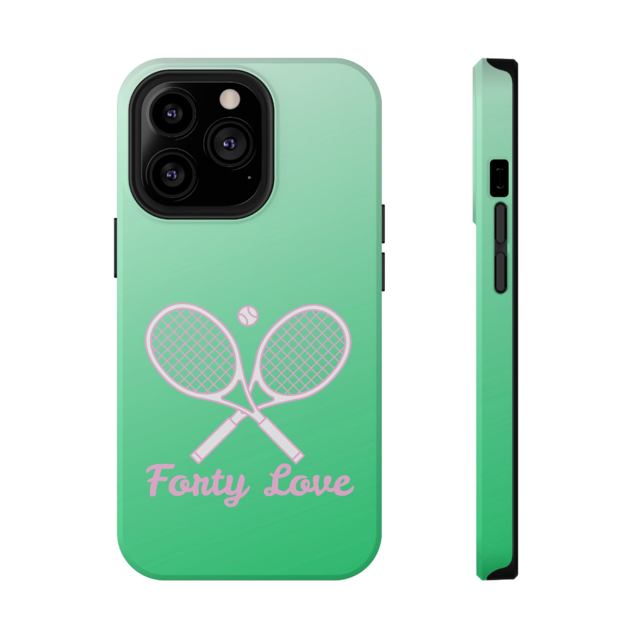 Tennis Impact-Resistant Phone Case — 'Forty Love', Green Gradient