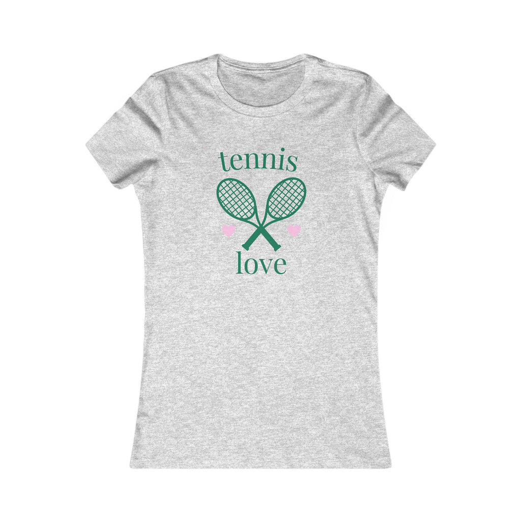 Women's Tennis Tee — Women's "Tennis Love" Shirt with Racket & Hearts