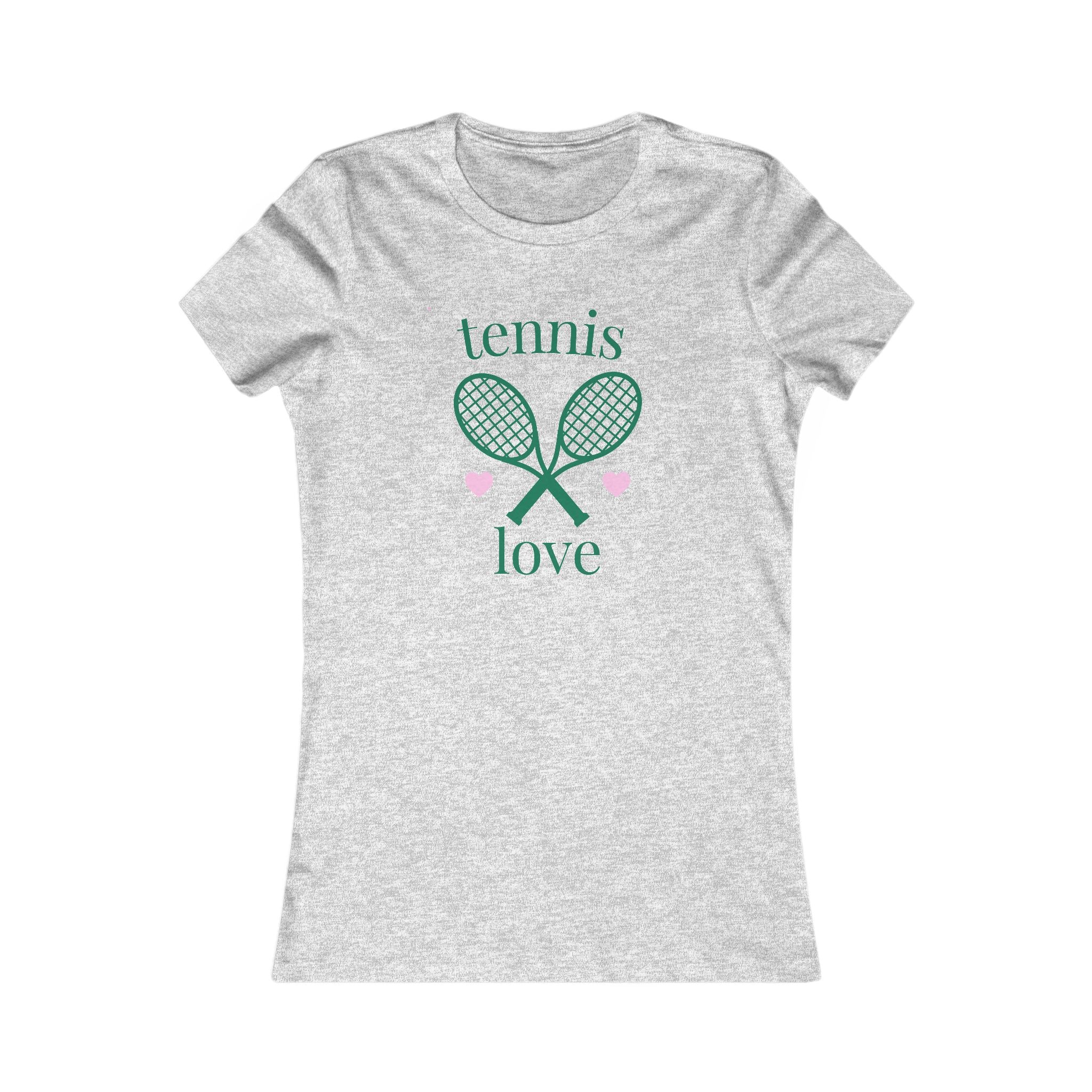 Women's Tennis Tee — Women's "Tennis Love" Shirt with Racket & Hearts