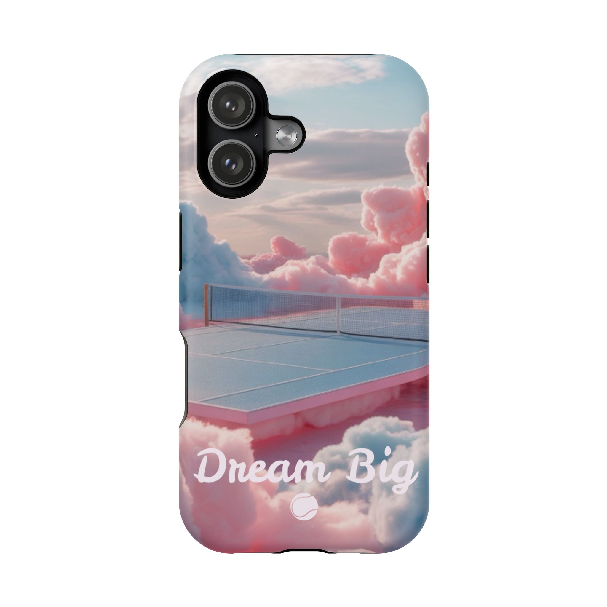 Tennis Impact-Resistant Phone Case — 'Dream Big' Pastel Cloud Tennis Court
