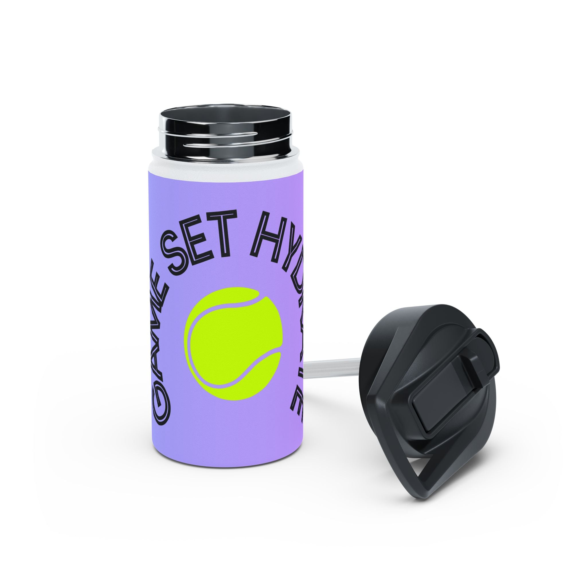 Juniors Stainless Steel Water Bottle, 12 oz — 'Game Set Hydrate' Sports Bottle