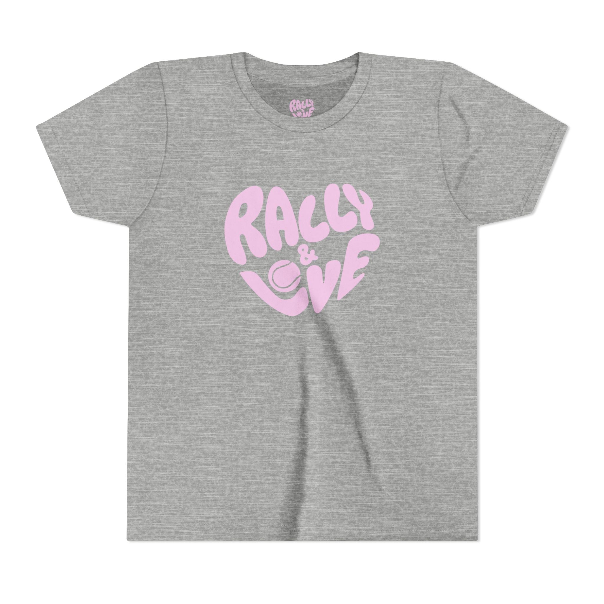Girl's Junior Tee — 'Rally & Love' Heart logo T-Shirt (pink)