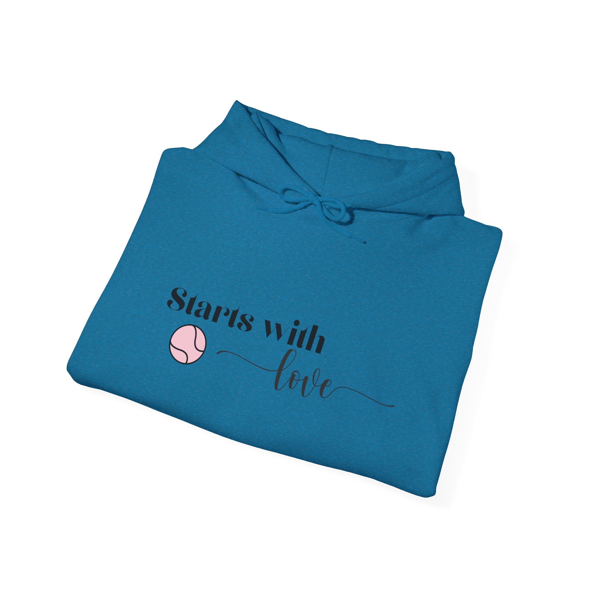 Women's Hoodie Sweatshirt- 'Starts with Love' tennis ball, Sports Graphic