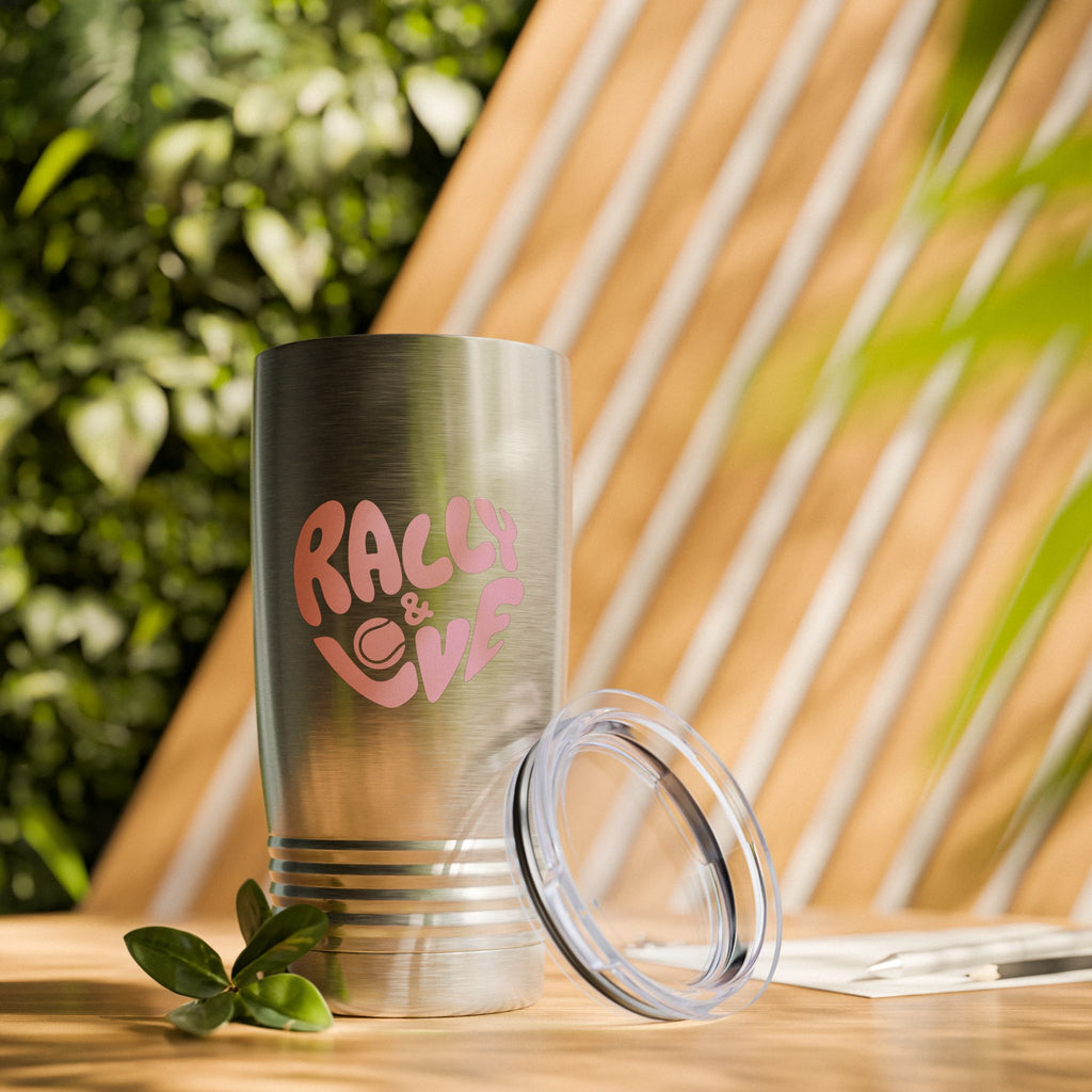 20oz Coffee Tumbler – "Rally & Love" Heart Design | Insulated Travel Cup for Everyday (Bubblegum pink)