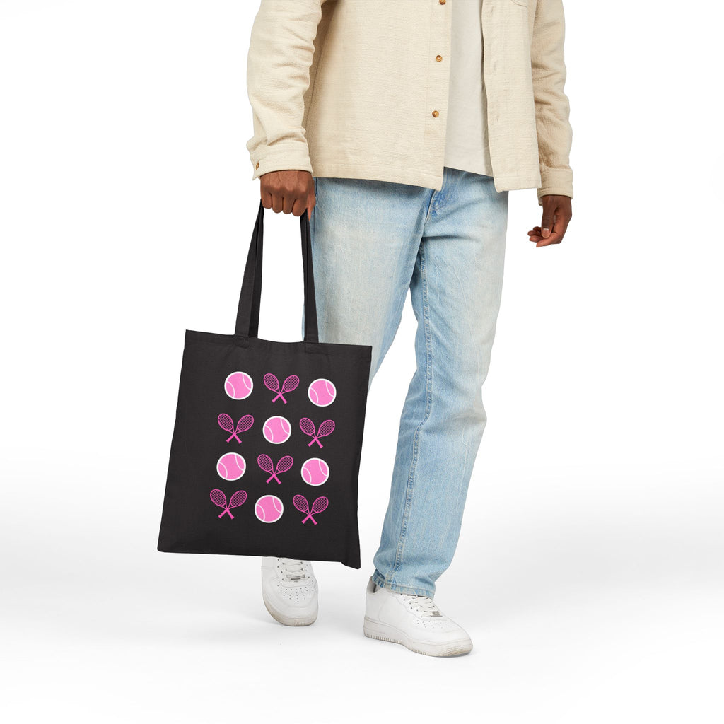 Tote Bag — Pink Tennis Rackets & Tennis Balls Canvas Tote