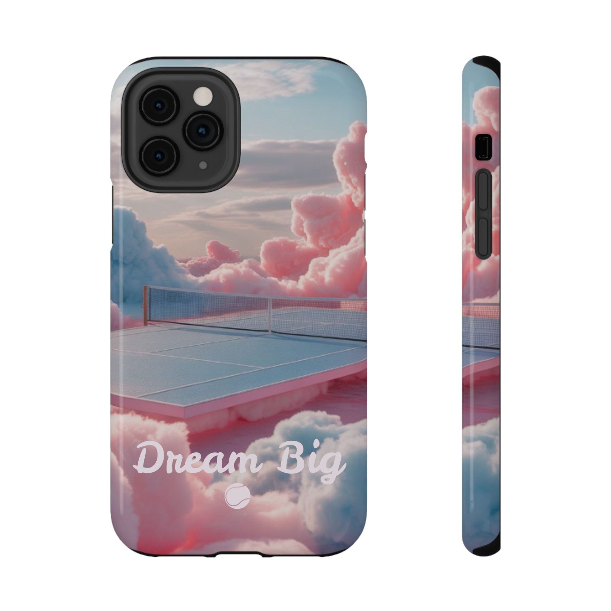 Tennis Impact-Resistant Phone Case — 'Dream Big' Pastel Cloud Tennis Court