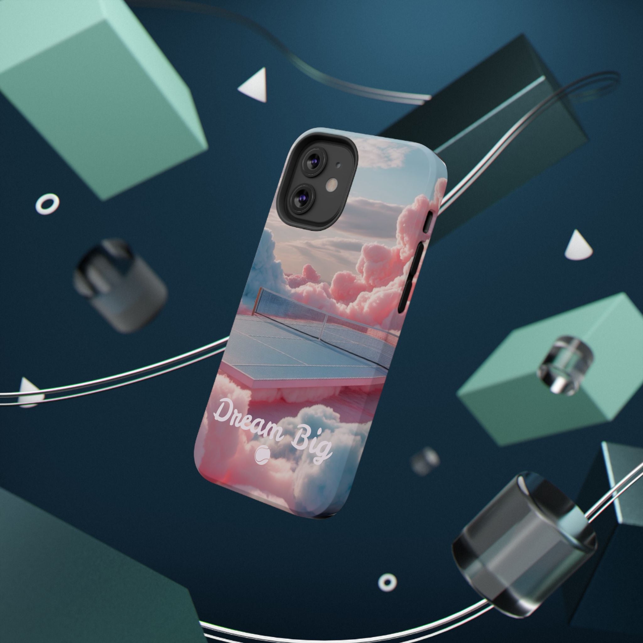Tennis Impact-Resistant Phone Case — 'Dream Big' Pastel Cloud Tennis Court