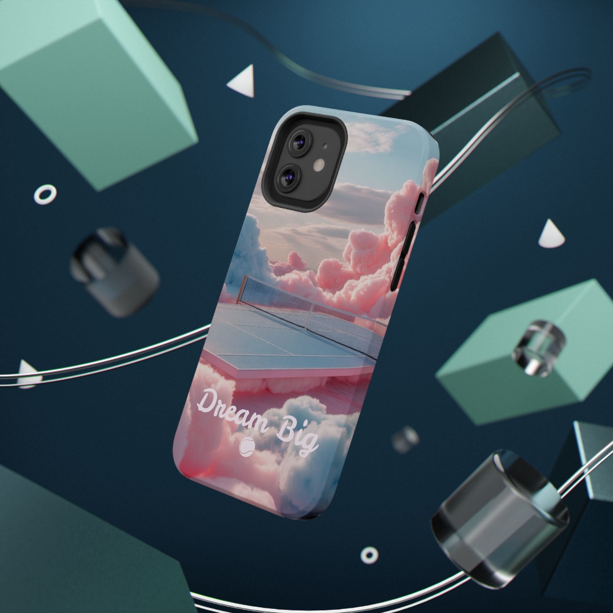Tennis Impact-Resistant Phone Case — 'Dream Big' Pastel Cloud Tennis Court