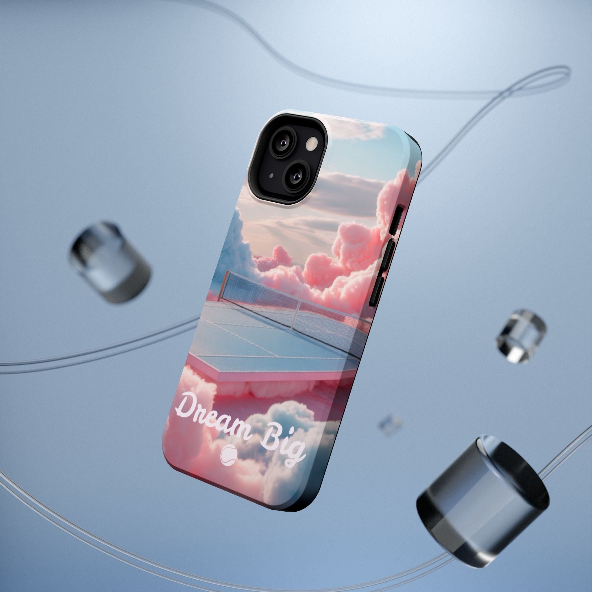 Tennis Impact-Resistant Phone Case — 'Dream Big' Pastel Cloud Tennis Court