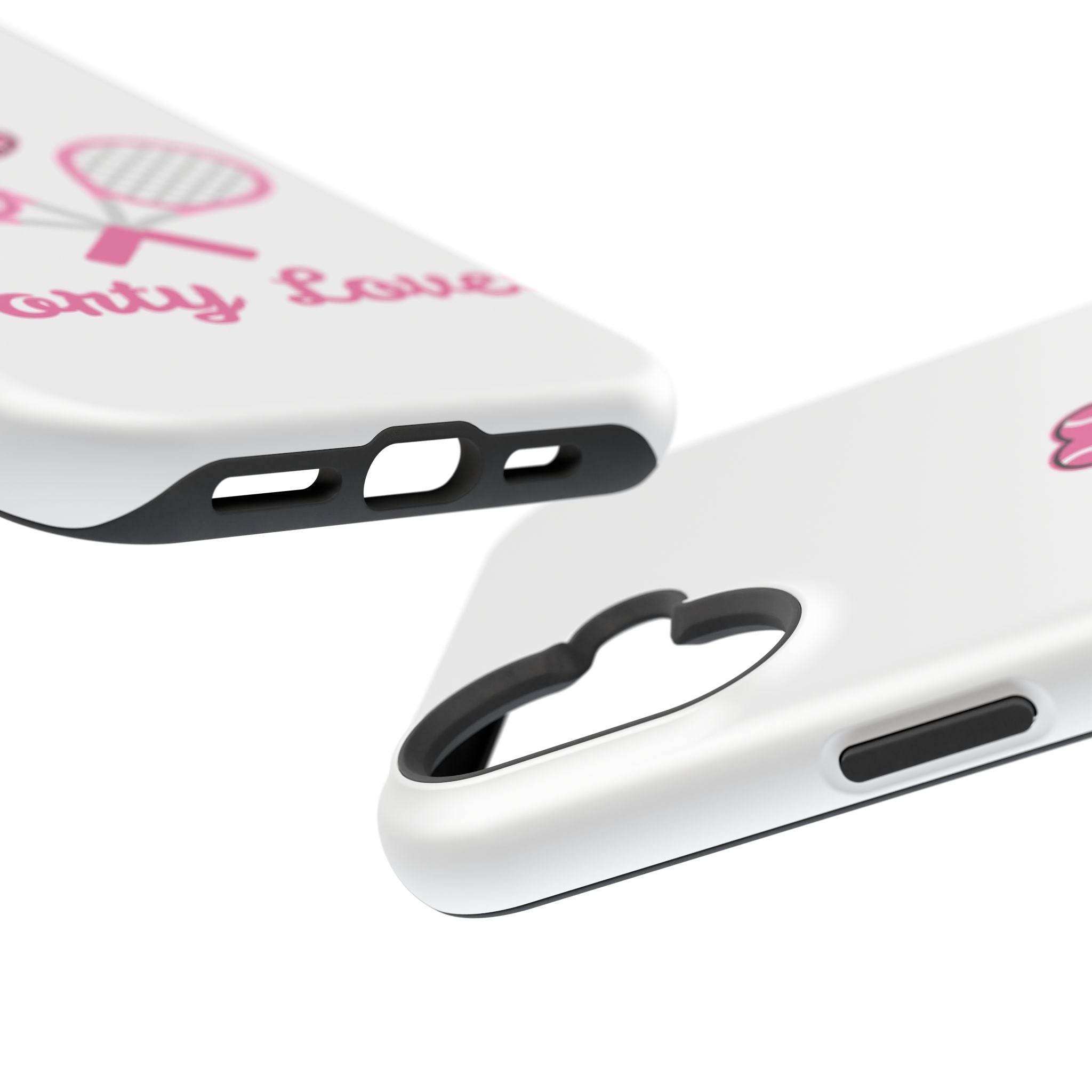 Tennis Impact‑Resistant Phone Case — 'Forty Love', pink/white