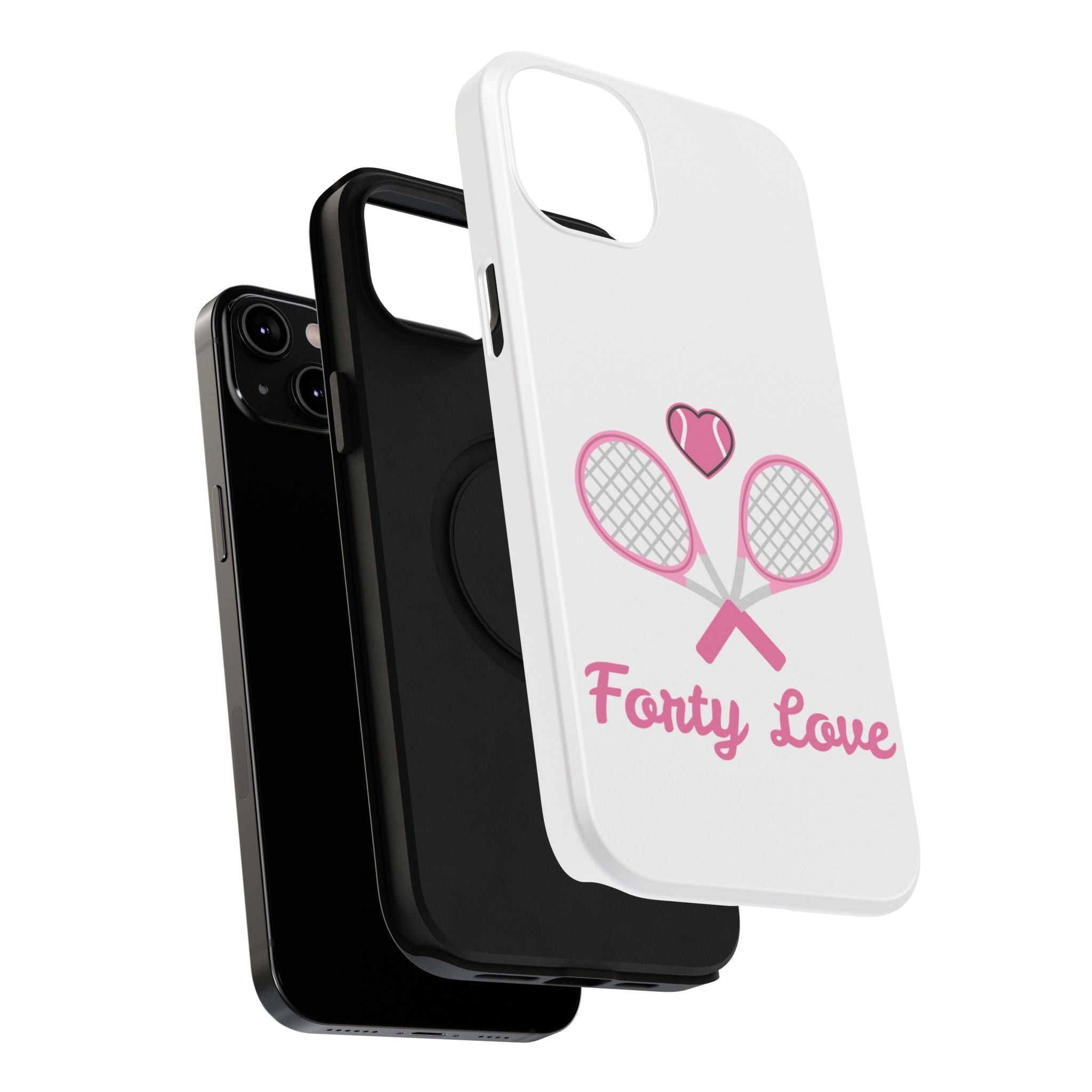 Tennis Impact‑Resistant Phone Case — 'Forty Love', pink/white