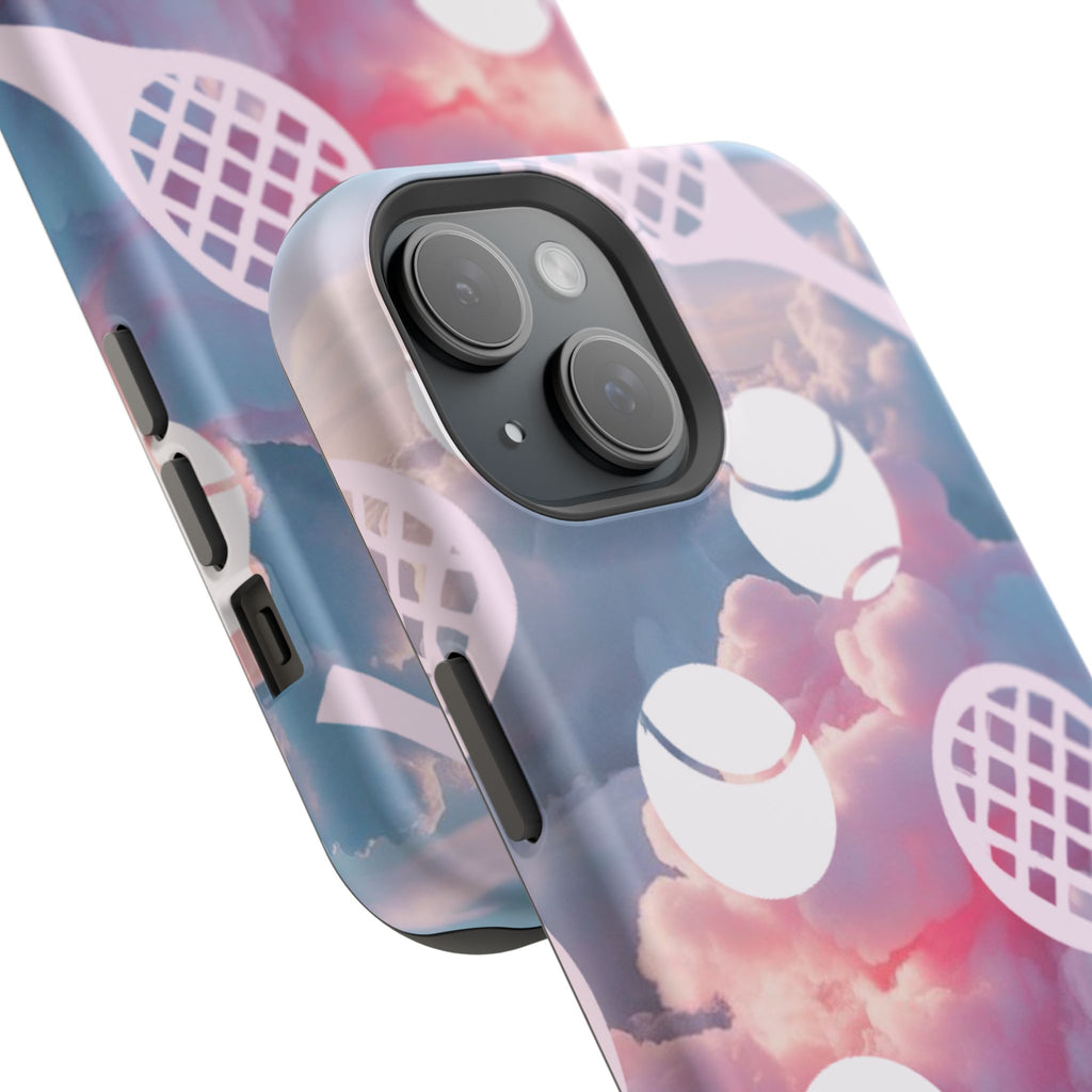 Tennis Impact-Resistant Phone Case — Tennis Rackets & Balls on Cloudscape