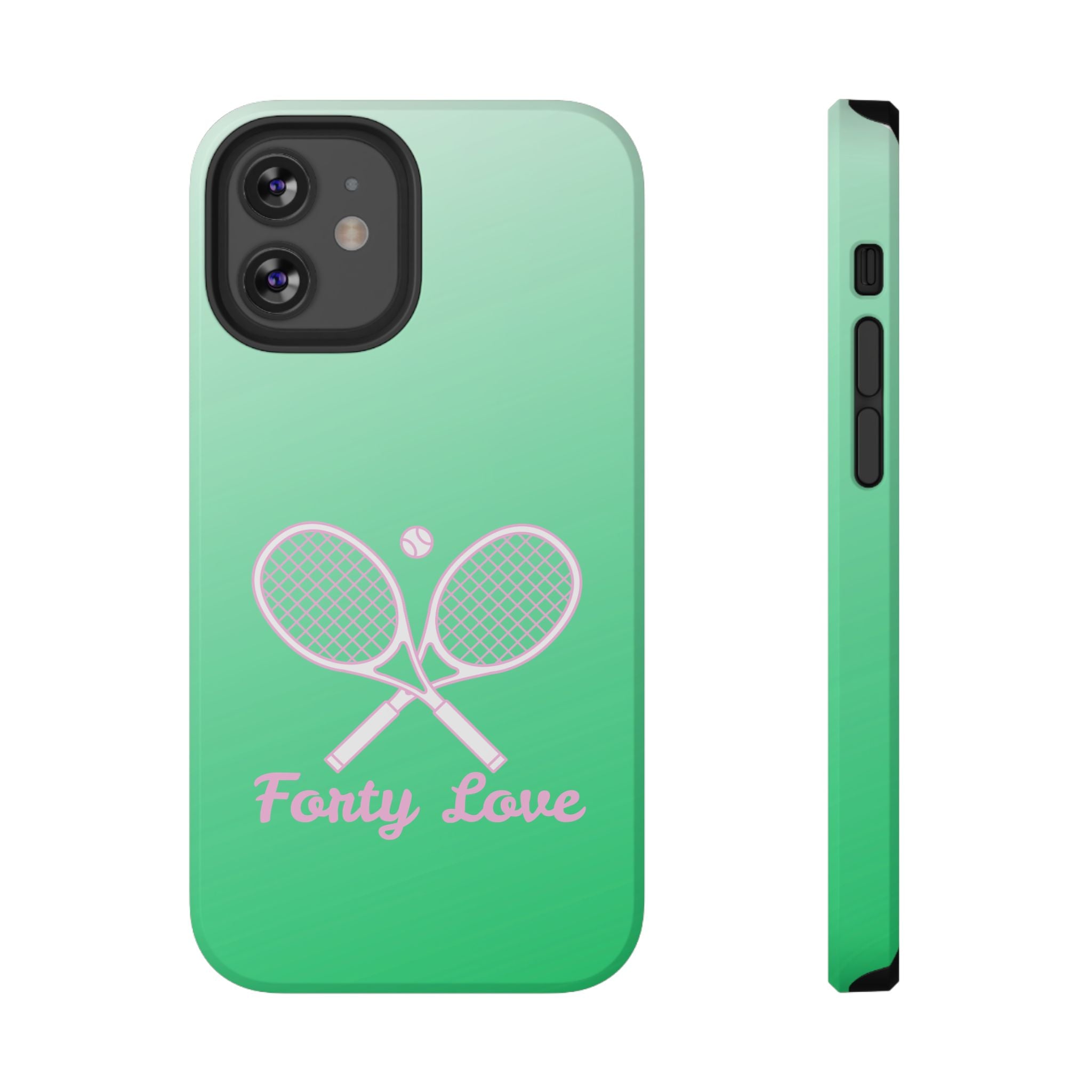 Tennis Impact-Resistant Phone Case — 'Forty Love', Green Gradient
