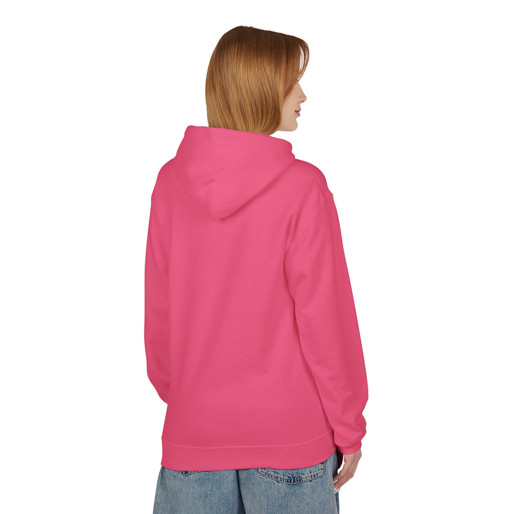 Women's Softstyle Fleece Hoodie sweatshirt - 'Rally & Love' logo, minimalist (pink)