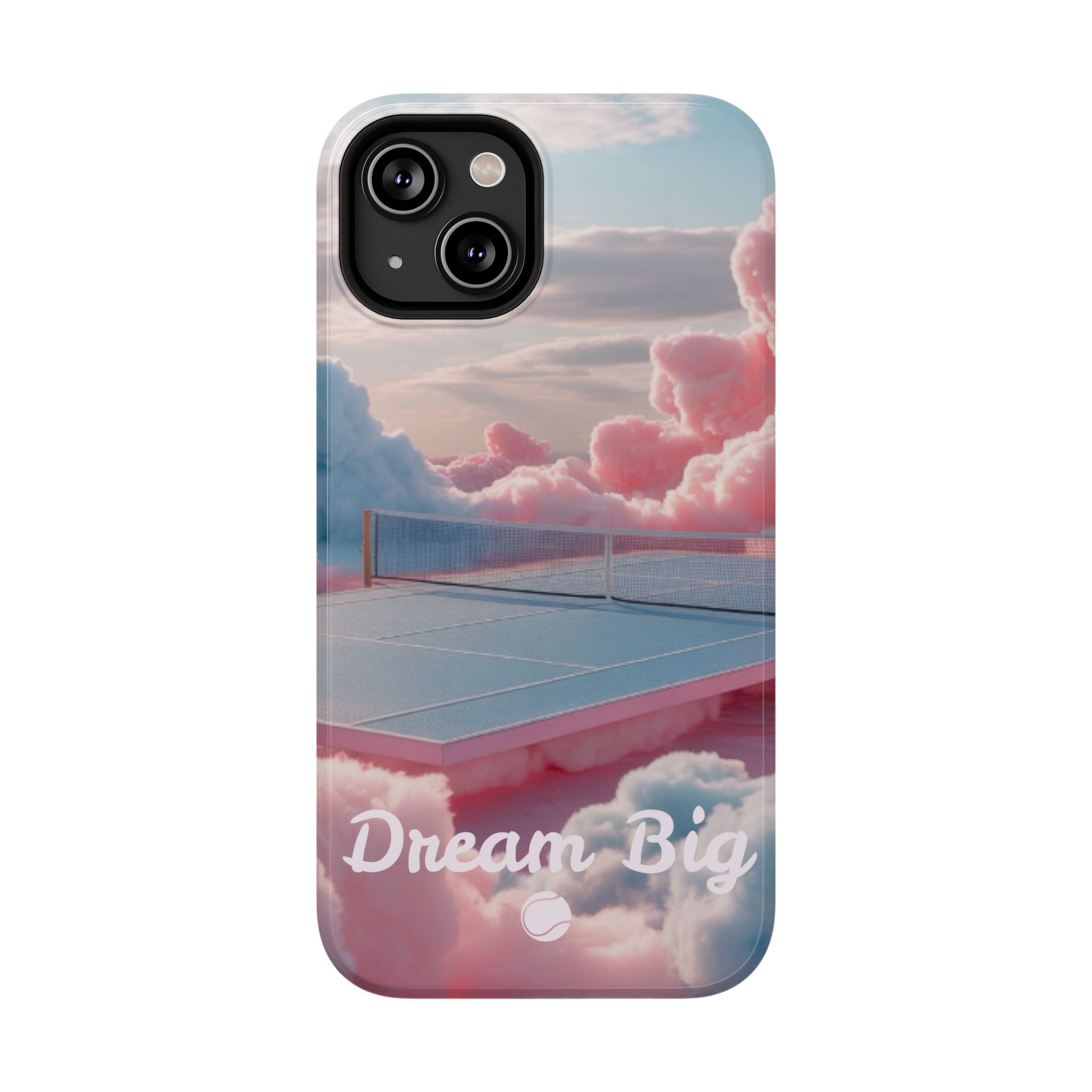 Tennis Impact-Resistant Phone Case — 'Dream Big' Pastel Cloud Tennis Court