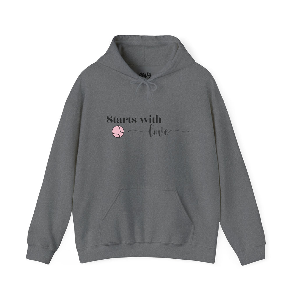 Women's Hoodie Sweatshirt- 'Starts with Love' tennis ball, Sports Graphic