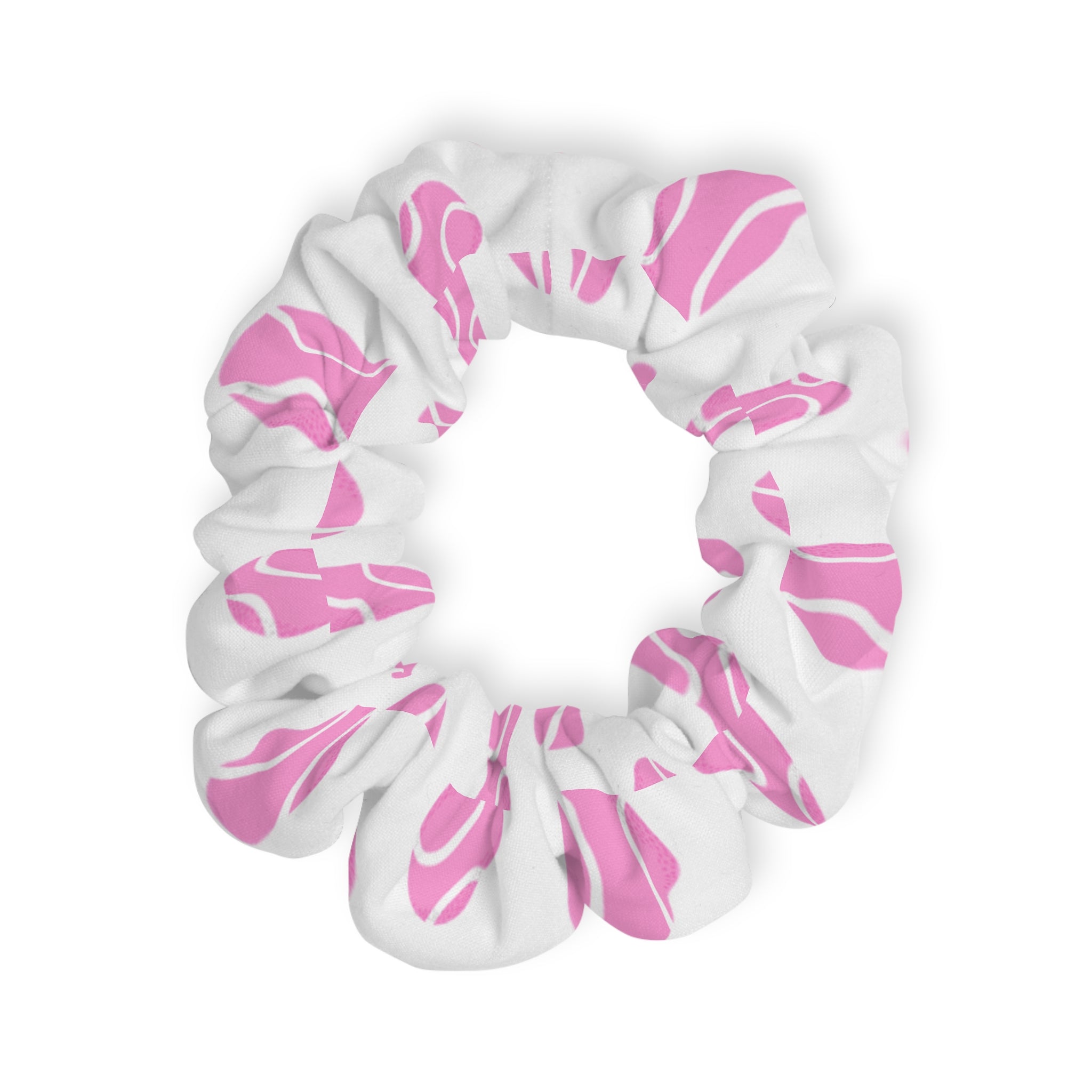White & Pink Hair Accessory — Tennis Ball Scrunchie