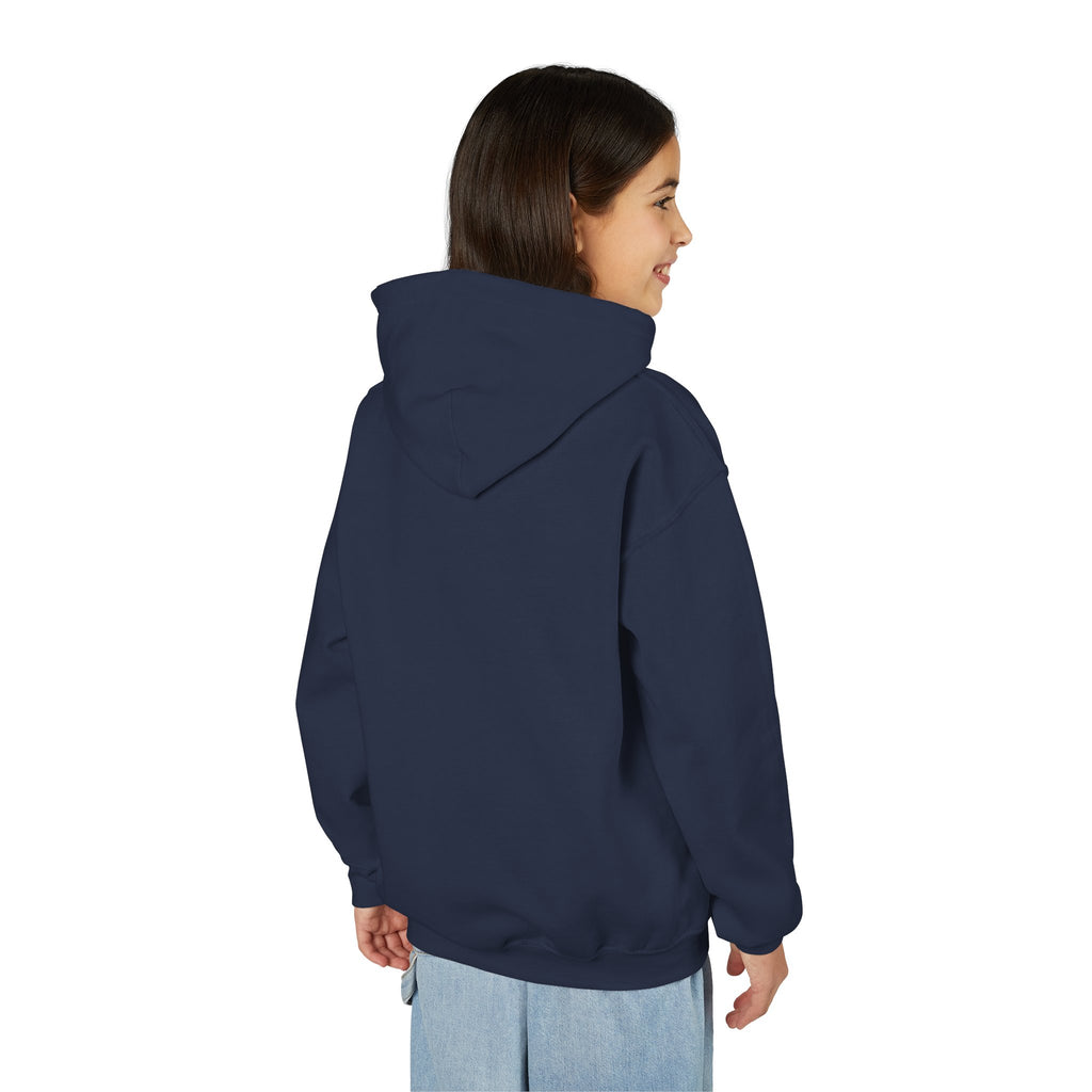 Girl's Junior Hoodie sweatshirt — "Rally & Love" Heart Chest Tennis Graphic Sweatshirt (Pink logo)