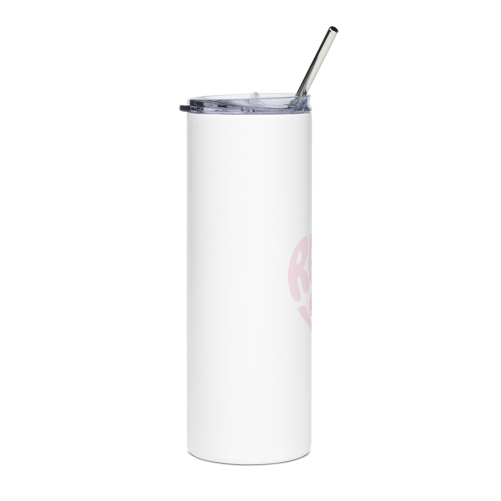 20oz Stainless Tennis Tumbler — 'Rally & Love' Dreamy Pink Design, Insulated Travel Cup