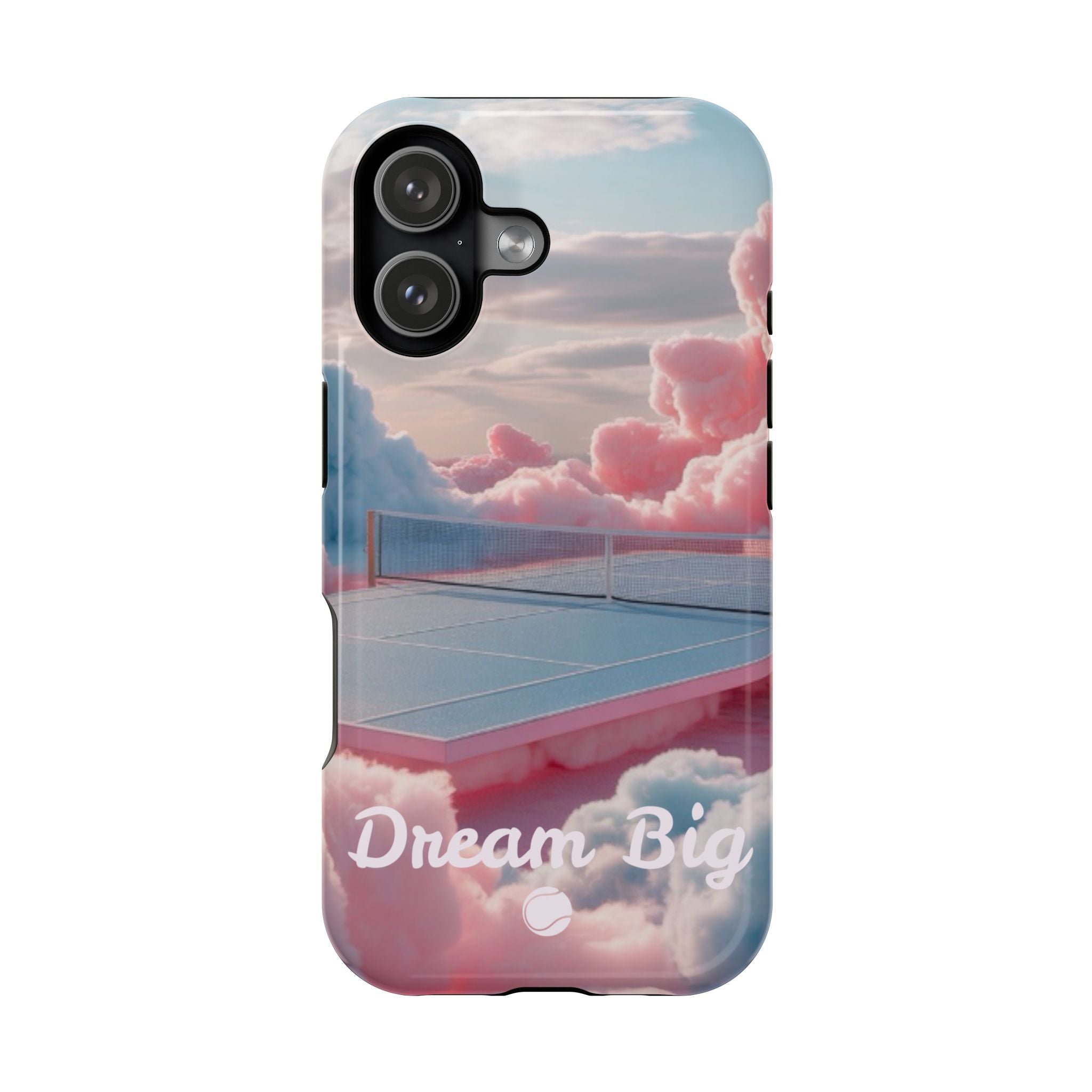 Tennis Impact-Resistant Phone Case — 'Dream Big' Pastel Cloud Tennis Court