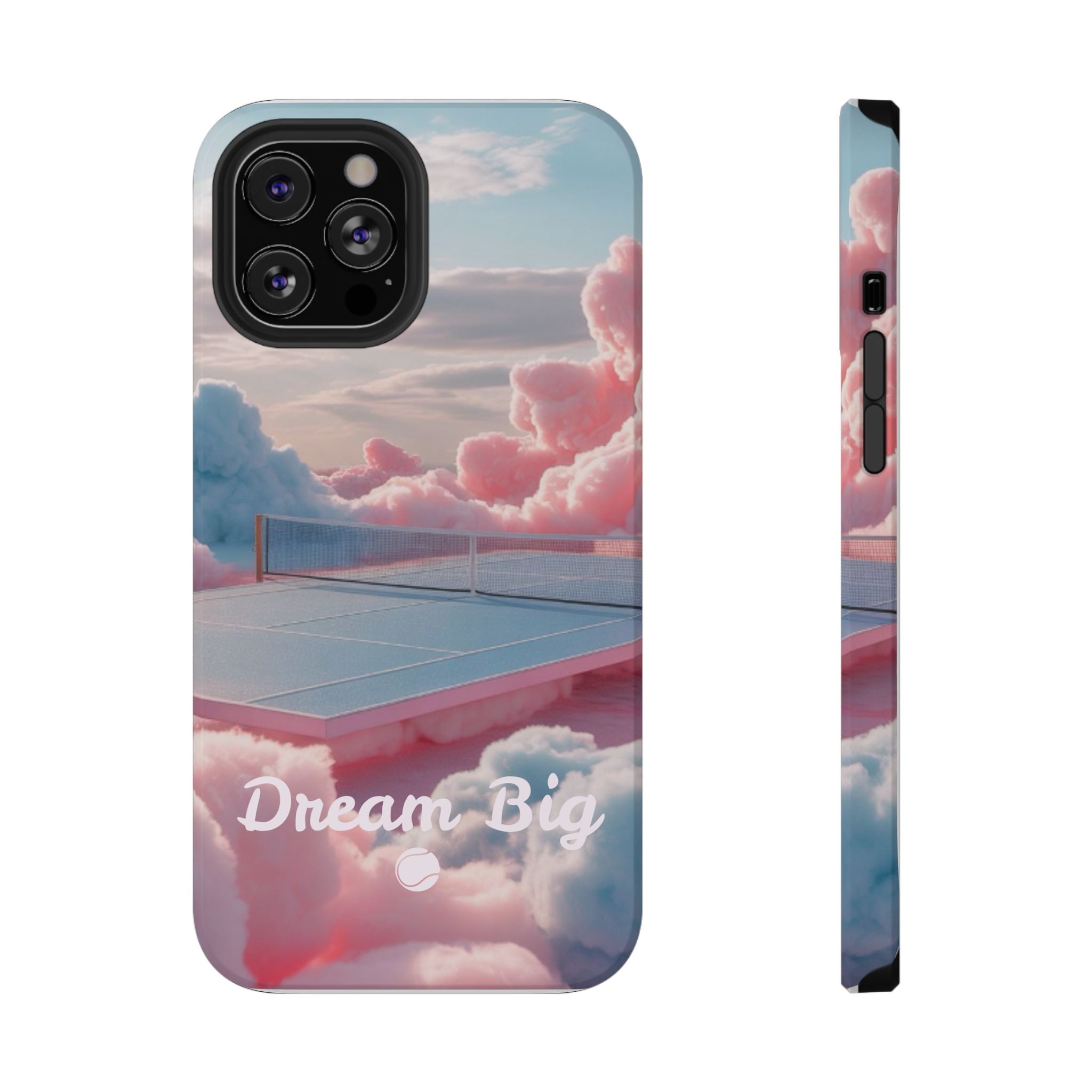 Tennis Impact-Resistant Phone Case — 'Dream Big' Pastel Cloud Tennis Court