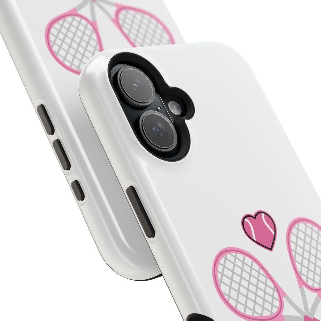 Tennis Impact‑Resistant Phone Case — 'Forty Love', pink/white
