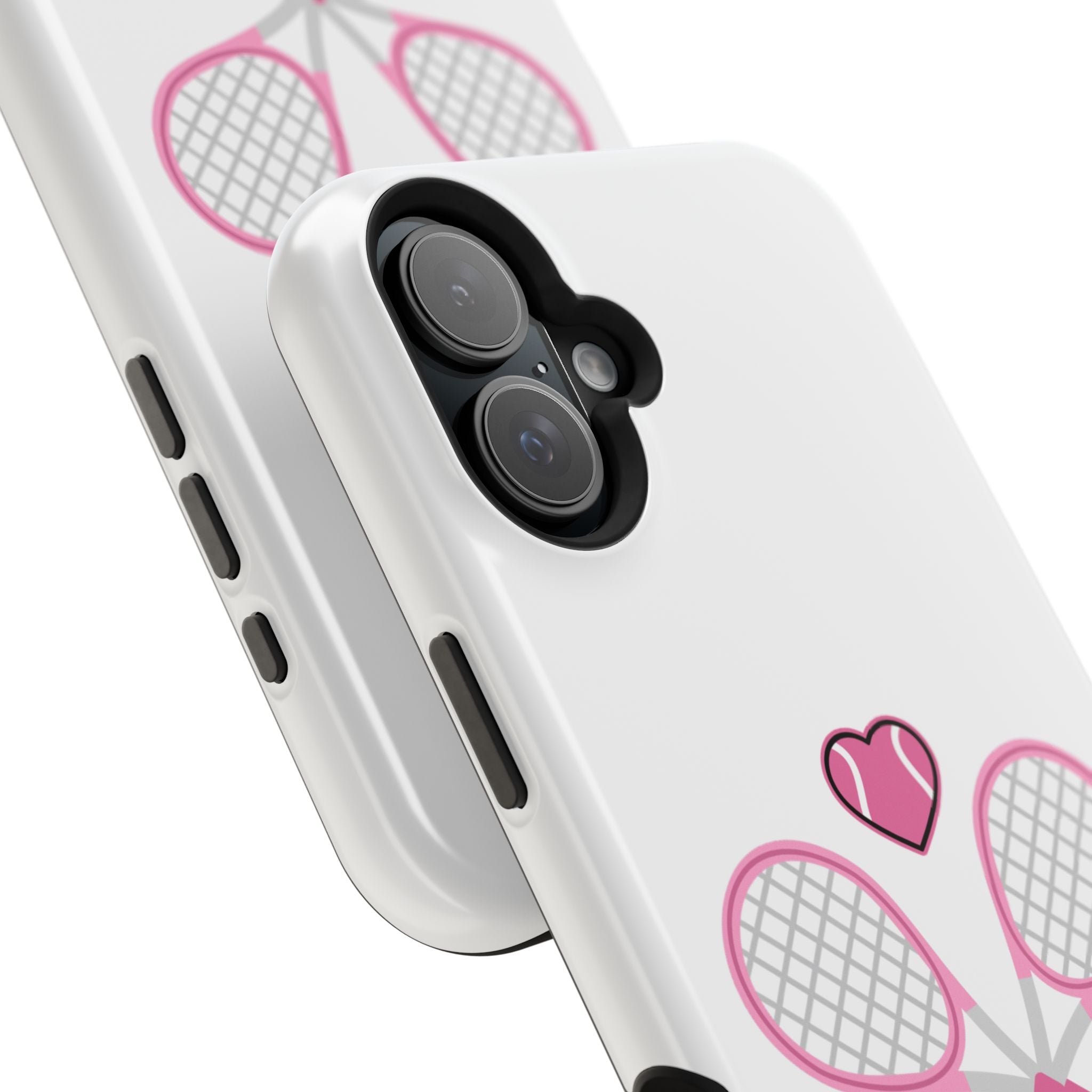 Tennis Impact‑Resistant Phone Case — 'Forty Love', pink/white