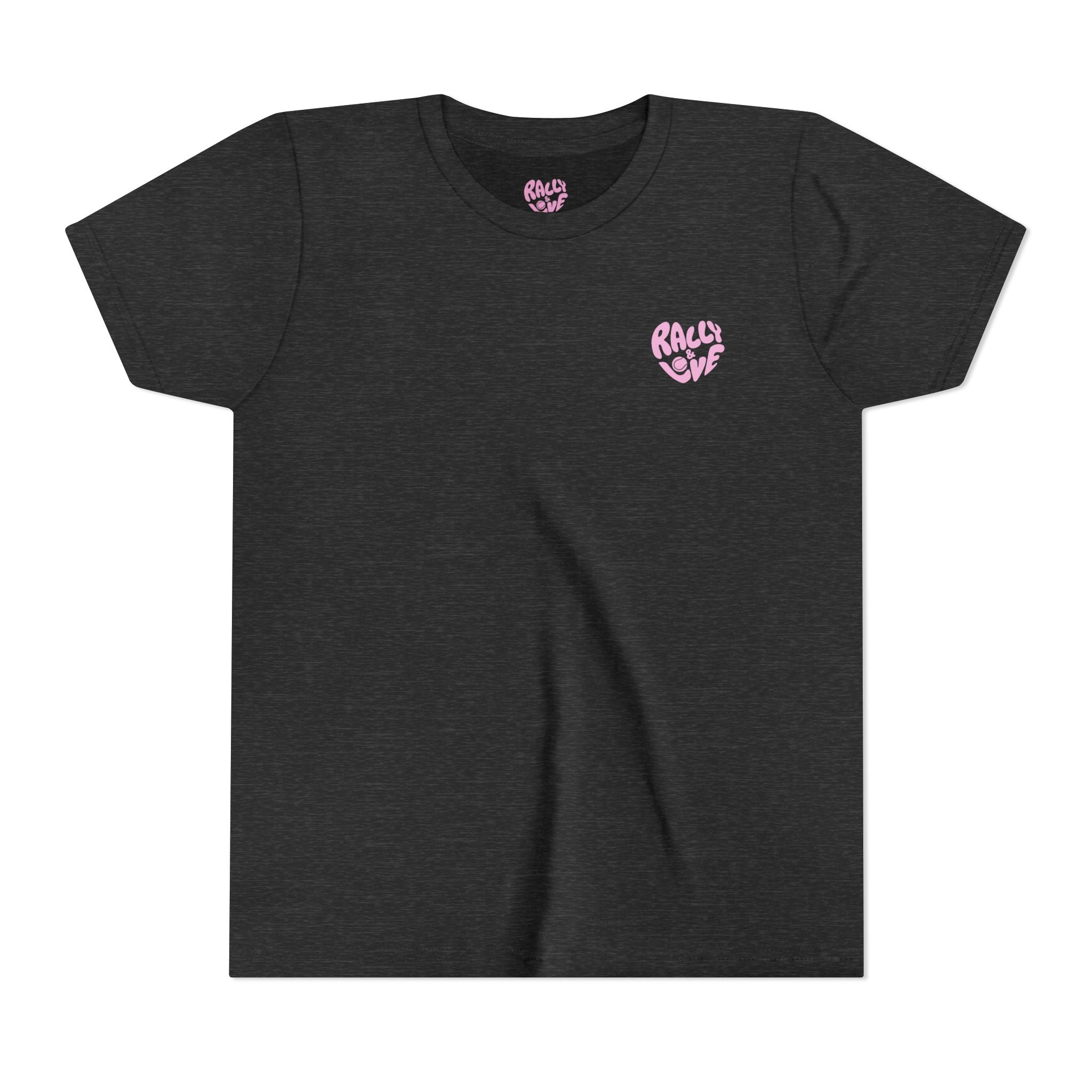 Girl's Junior Tee — 'Rally & Love' Heart Graphic Kids T-Shirt (bubblegum pink)