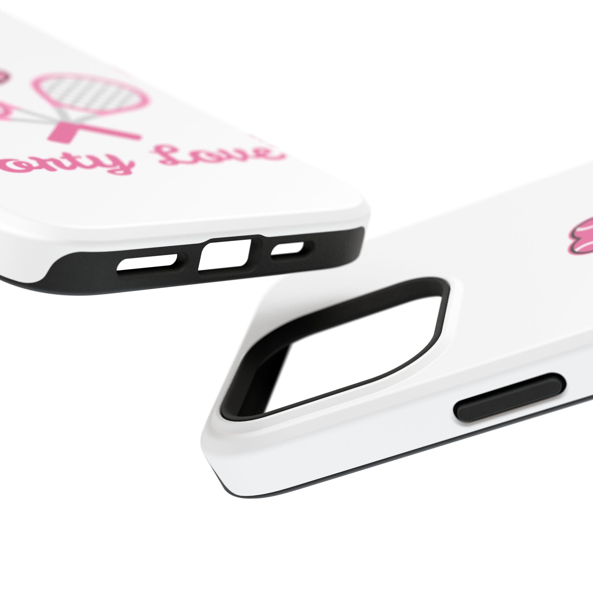 Tennis Impact‑Resistant Phone Case — 'Forty Love', pink/white