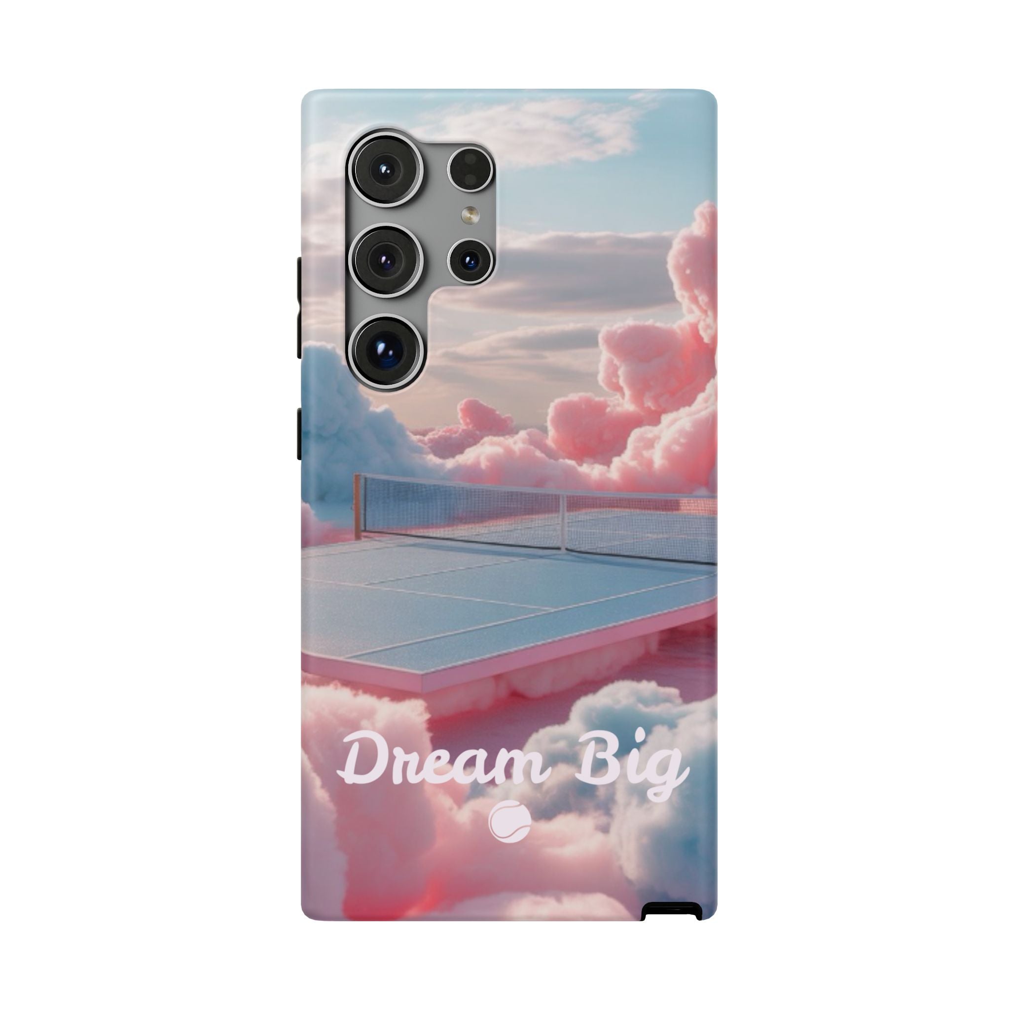 Tennis Impact-Resistant Phone Case — 'Dream Big' Pastel Cloud Tennis Court