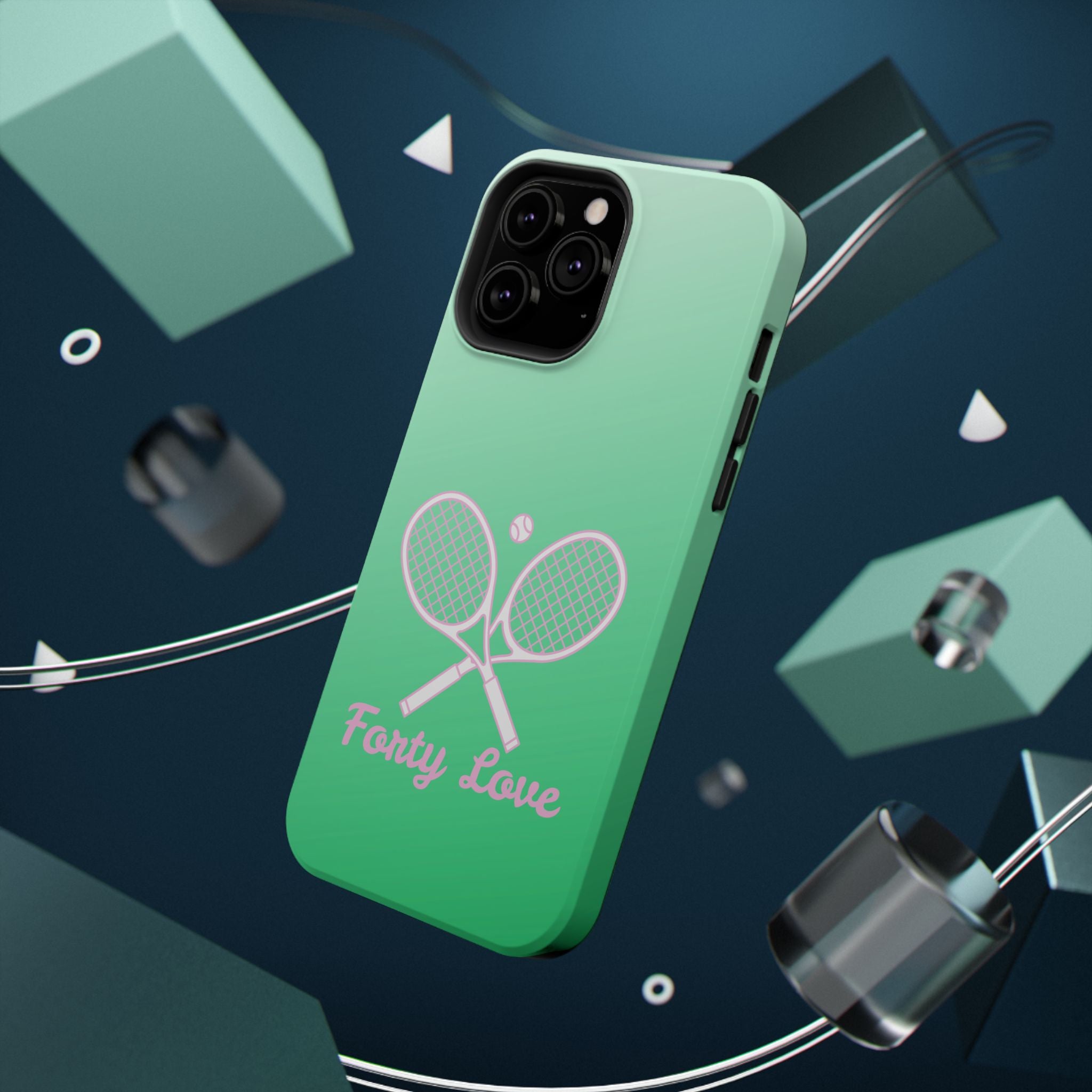 Tennis Impact-Resistant Phone Case — 'Forty Love', Green Gradient